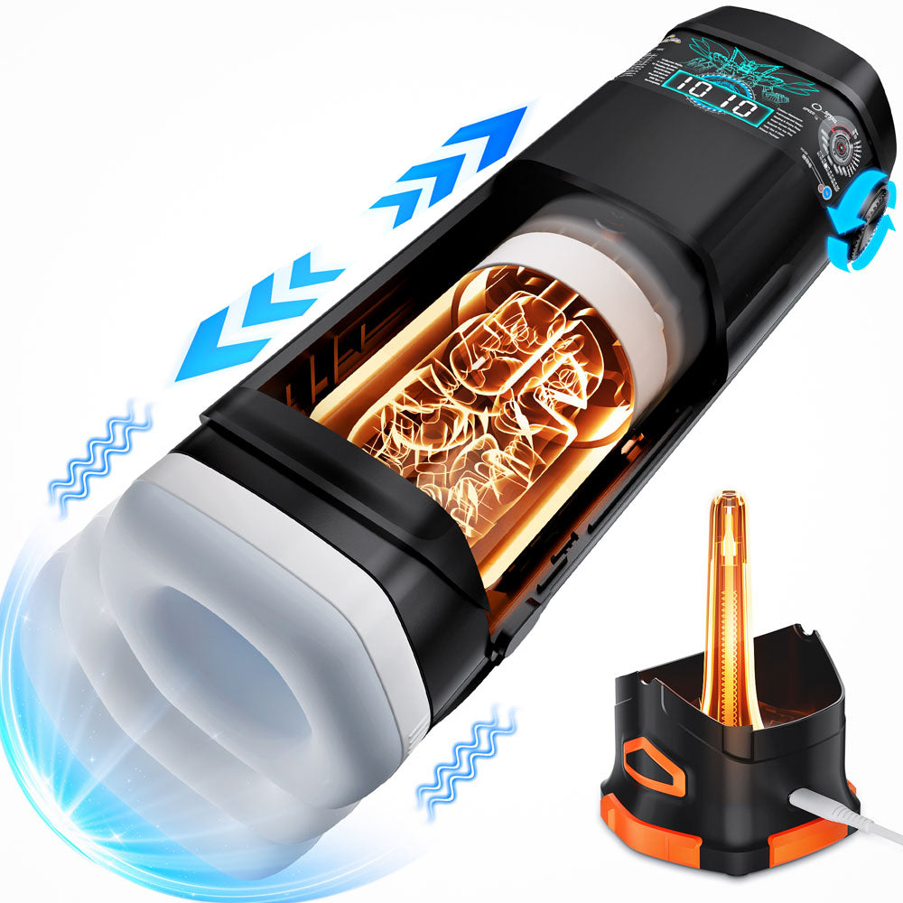 CyberSkin The Titan - Realistic Vibrating Stroking Masturbator with Warming Stand | Lifelike Male Sex Toy for Enhanced Pleasure | Perfect for Solo Play & Couples Use