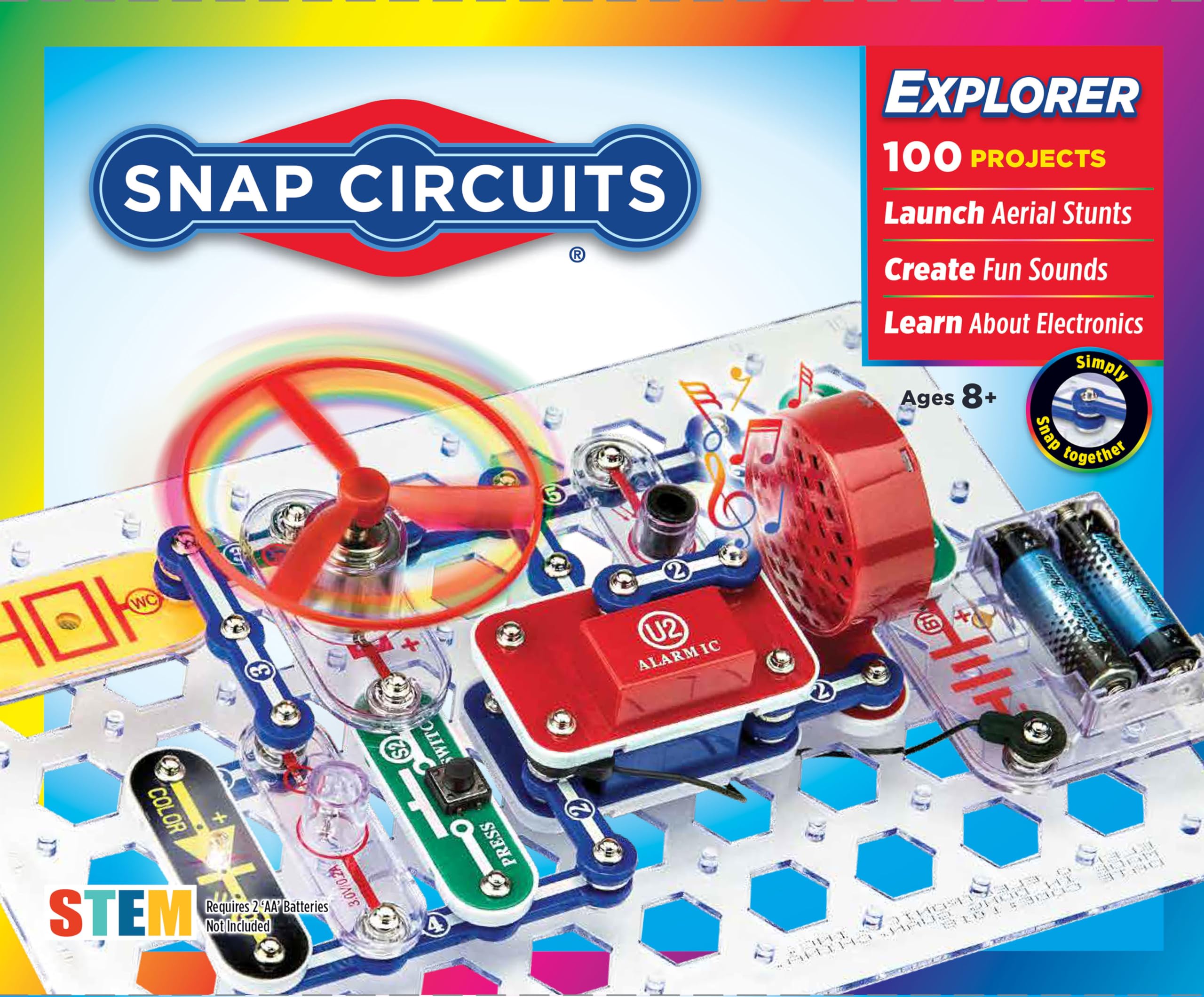 Snap Circuits Jr. SC-100 Electronics Exploration Kit | 100+ STEM Projects for Kids Ages 8+ | Includes Color Manual & 28 Parts | Educational Science Toy for Home & Classroom Learning