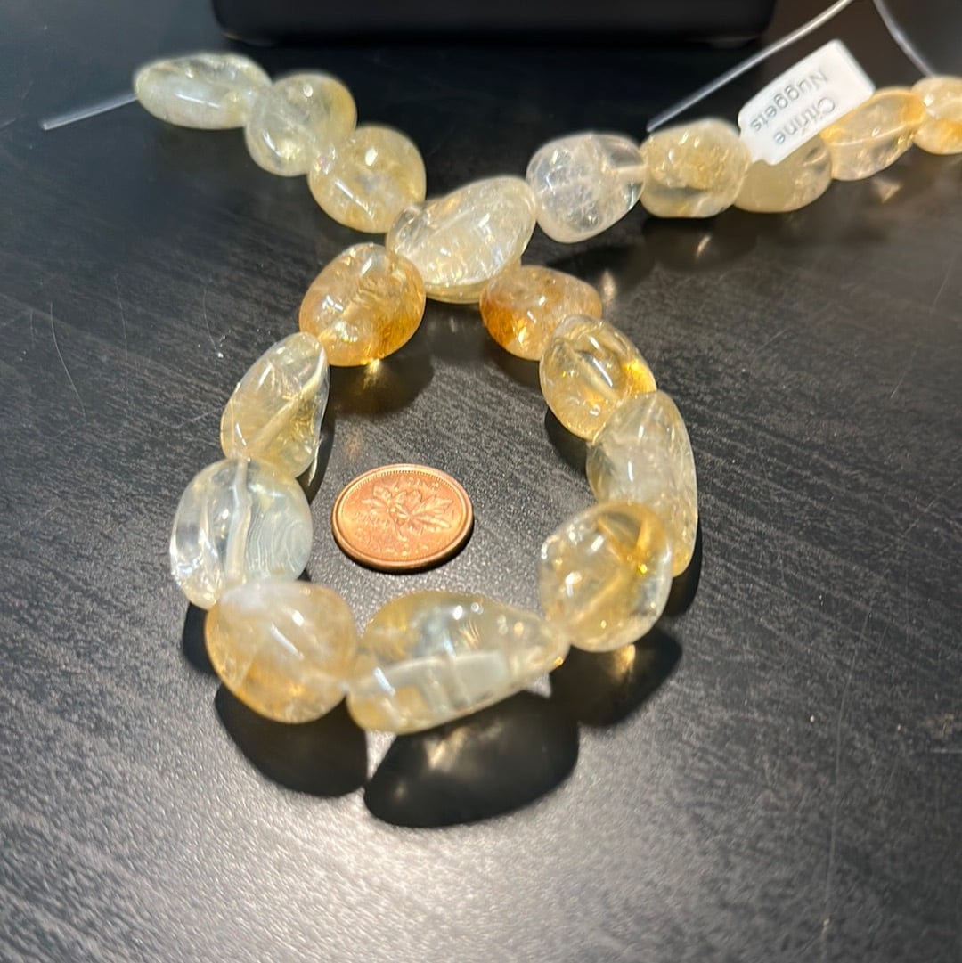Natural Citrine Bead Strand - XL Nugget Gemstone for Jewelry Making, DIY Crafts & Healing Crystals - Perfect for Necklaces, Bracelets & Home Decor