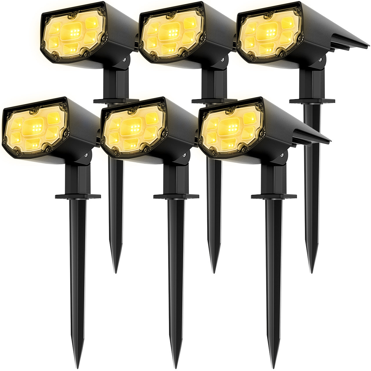 6 Pack Solar Spot Lights Outdoor - Waterproof Warm White LED Landscape Lighting for Garden, Pathway, Yard, and Patio Decoration