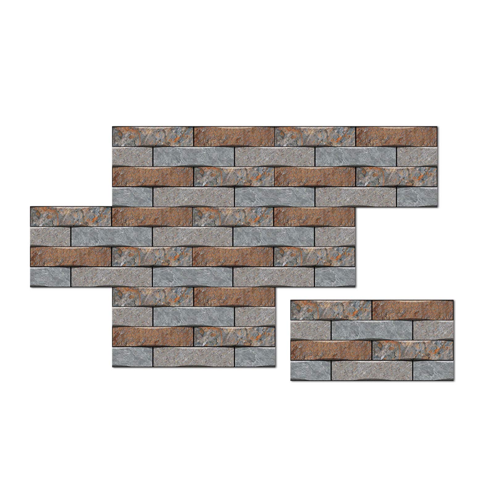 6Pcs Grey Coffee Brick Pattern Wall Stickers - Oil-Proof Removable Decals for Kitchen, Bathroom & Home Decor - Peel and Stick Wall Art for Renters & DIY Home Improvement