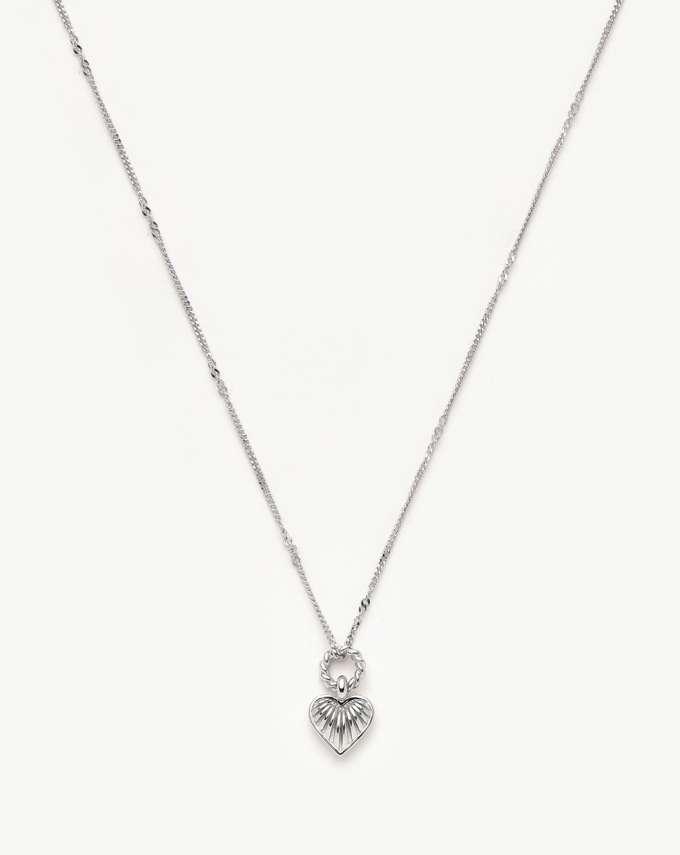 Mini Ridge Heart Charm Pendant Necklace - Sterling Silver 925 Dainty Jewelry for Women, Gift for Her | Valentine's Day, Anniversary, Birthday Present