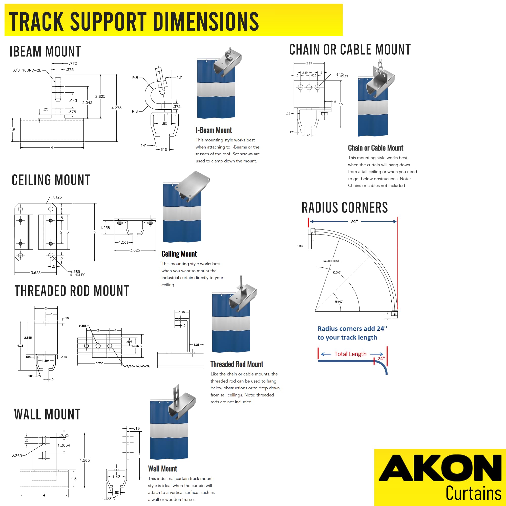 Heavy Duty Steel Industrial Curtain Track System - Easy Installation for Warehouse, Factory & Workshop Partition Curtains | Commercial Grade for Durability & Noise Reduction