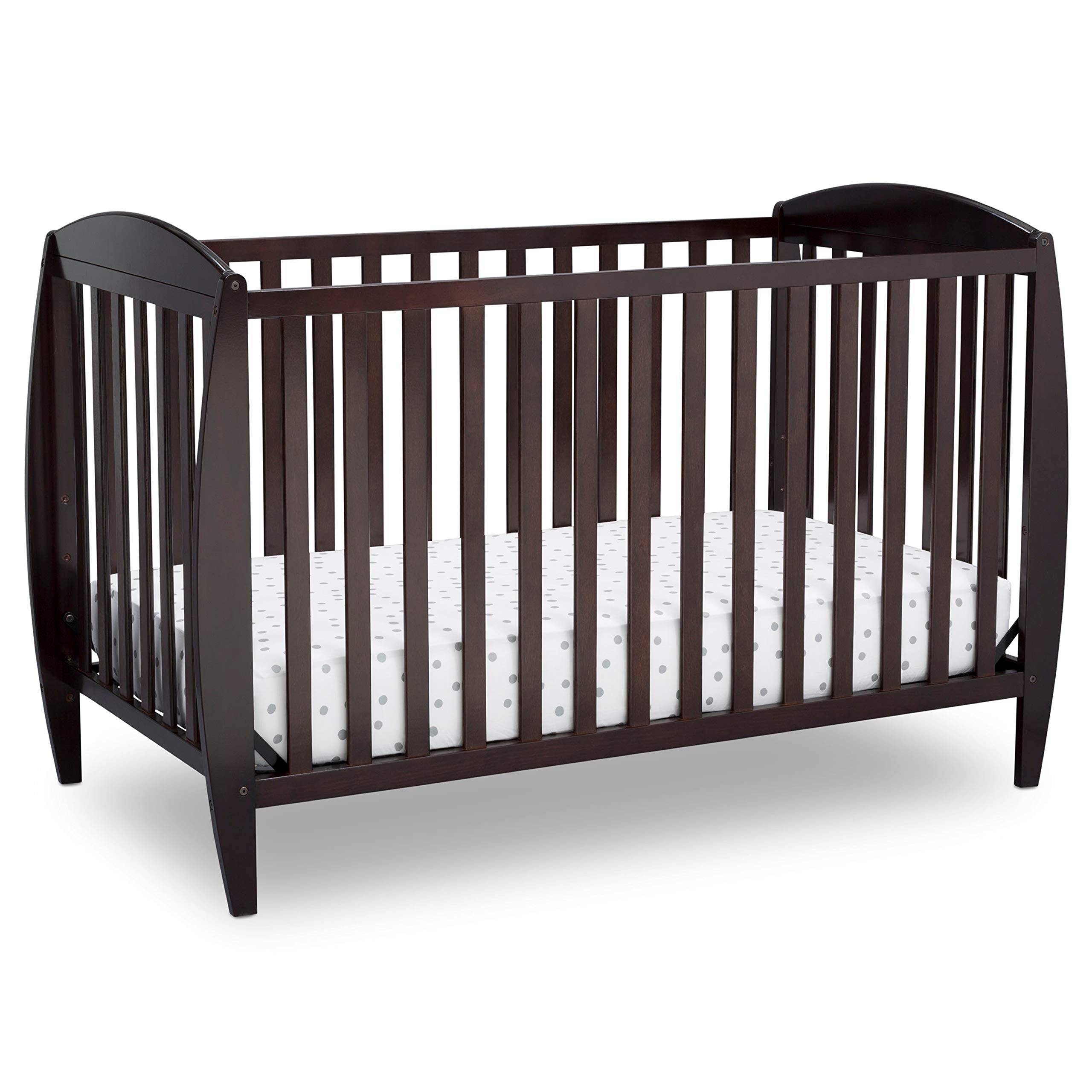 Delta Children Taylor 4-in-1 Convertible Baby Crib - Easy to Assemble, Sustainable New Zealand Pine Wood, JPMA Certified, Dark Chocolate Finish - Perfect for Nursery, Bedroom & Growing Toddlers