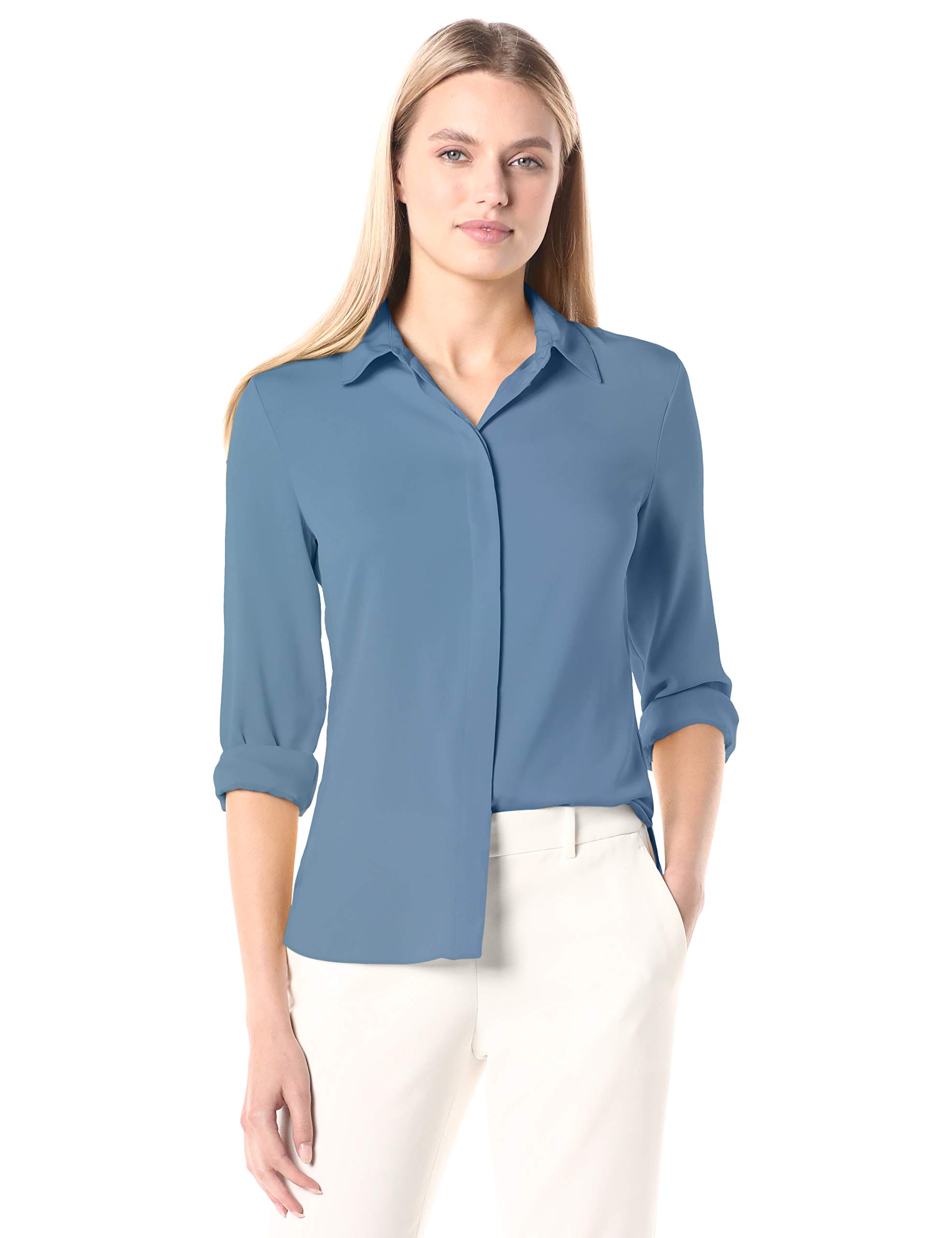 Theory Women's Classic Fitted Button-Down Shirt for Office, Business & Casual Wear | Slim Fit Cotton Blouse for Professional Women