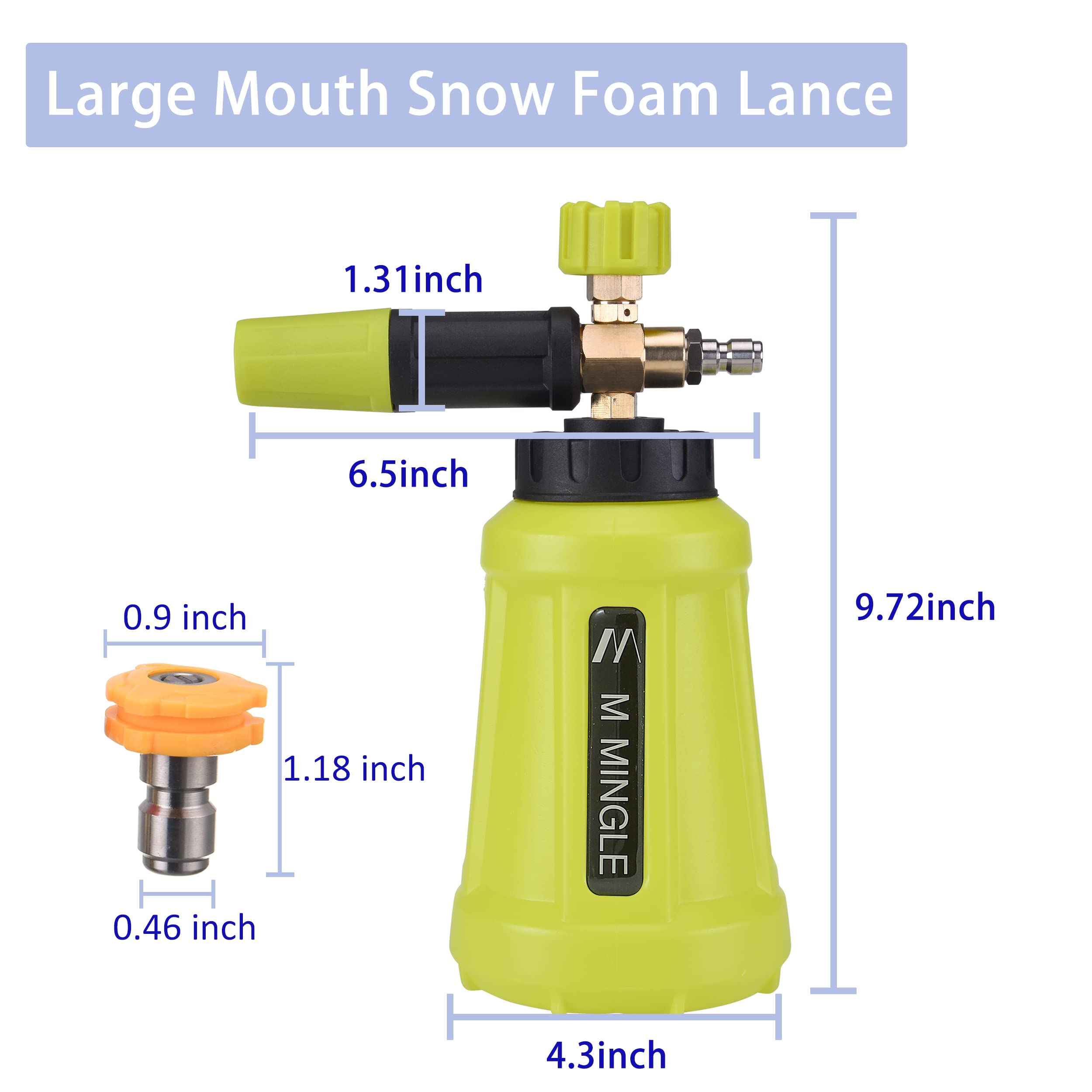 M MINGLE Foam Cannon for Pressure Washer - High Pressure Washer Adapter Set with 1/4