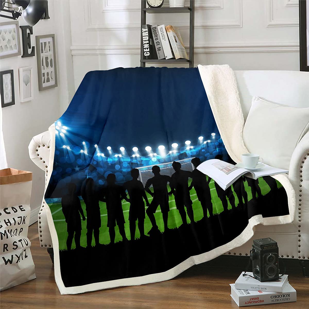 Erosebridal Boys Soccer Sherpa Fleece Blanket - 90