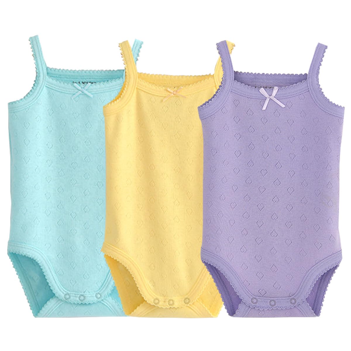 Baby Girls Cotton Spaghetti Strap Bodysuit - Sleeveless Tank Top Onesie Outfit (3-Pack) | Soft Summer Baby Clothes for Playtime & Nursery Wear