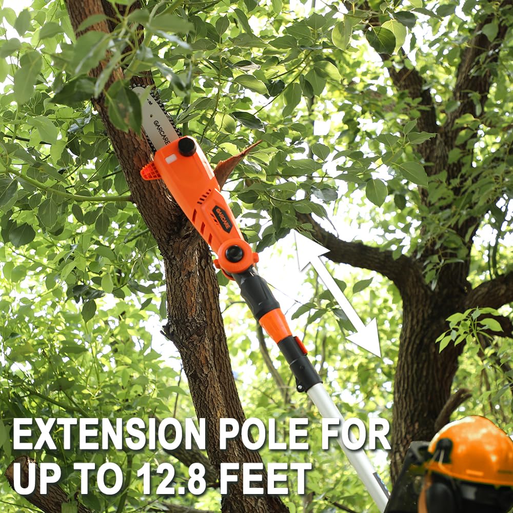 GARCARE 20V 8-Inch Cordless Pole Chainsaw with 2.0Ah Battery & Fast Charger - Lightweight Electric Chainsaw for Tree Trimming, Pruning, and Yard Maintenance - Perfect for Homeowners and Landscapers