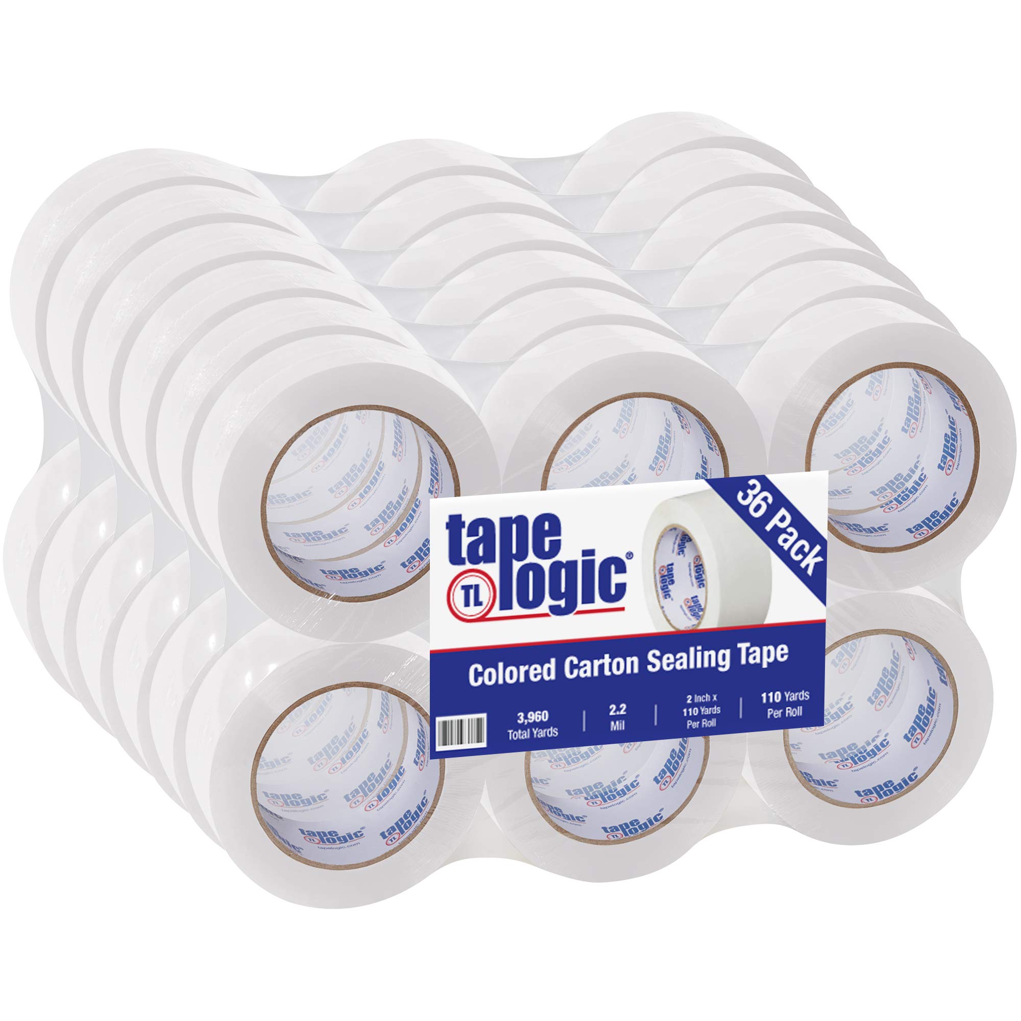 Aviditi 2 Inch x 110 Yard Heavy Duty Packing Tape - 2.2 Mil White Colored Shipping Tape (36 Pack) - Ideal for Moving Boxes, Ecommerce Packaging, Office Supplies & Home Organization