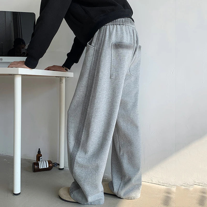 American Tie Dye Fleece Men's Casual Pants - 3D Side Webbing Drawstring Straight Wide Leg Trousers (Style 9C8930) | Comfortable Lounge Wear for Home, Yoga & Street Fashion