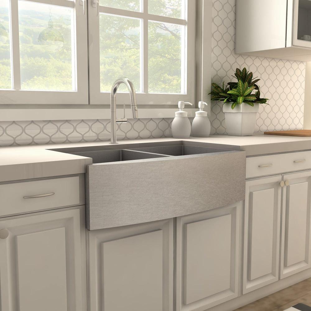 ZLINE Voltaire Single Handle Pull Down Kitchen Faucet in Brushed Nickel - Modern High Arc Sprayer for Sink, Perfect for Cooking & Dishwashing (VLT KF BN)
