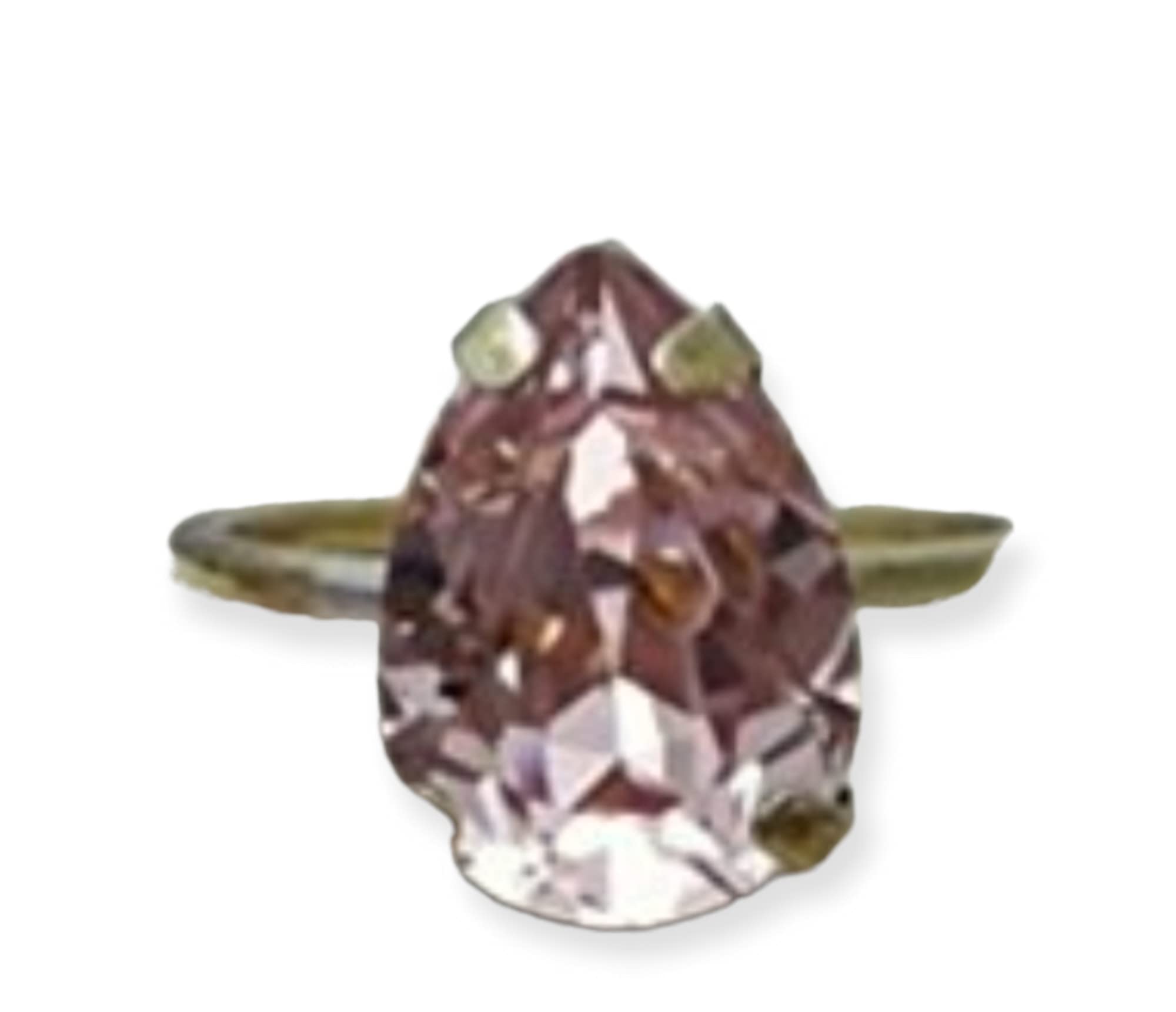 Elegant Teardrop Ring with Swarovski Rhinestones | Blush Pink & Gold Wedding Jewelry | Perfect for Bridal, Engagement & Special Occasions