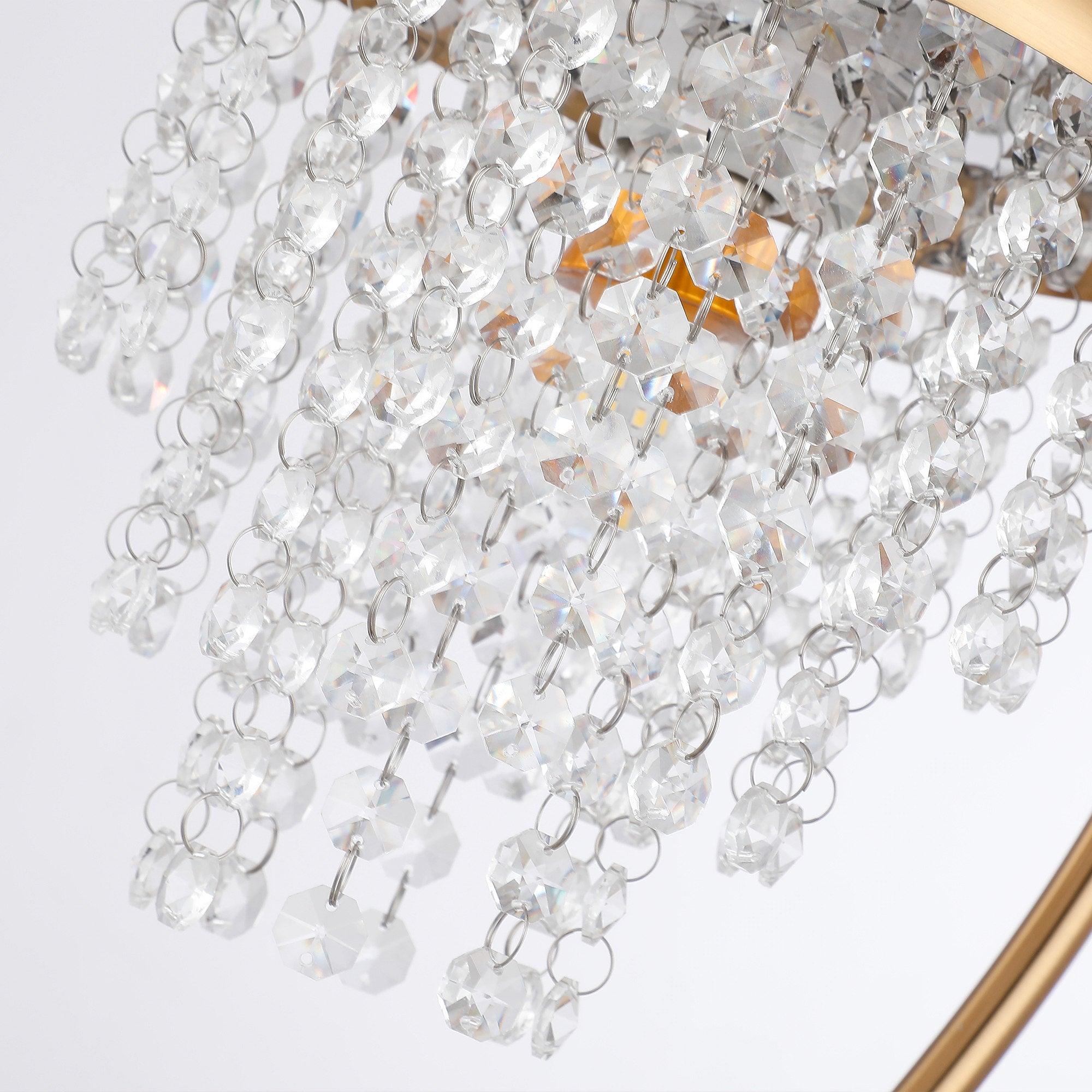 Modern Golden Crystal Table Lamp - Elegant 1-Light Accent Lighting for Living Room, Bedroom, or Office Decor