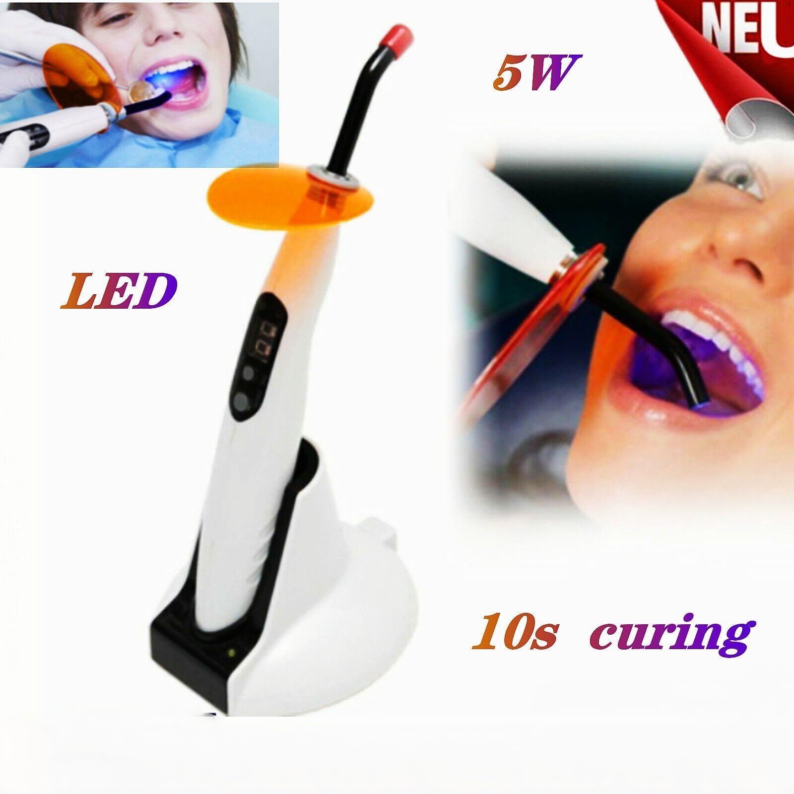 5W LED Wireless Dental Curing Light - Multifunctional Portable UV Light for Teeth Whitening & Filling (Ideal for Dentists, Clinics & Home Use) - Perfect for Dental Procedures, Cosmetic Bonding & Orthodontic Treatments