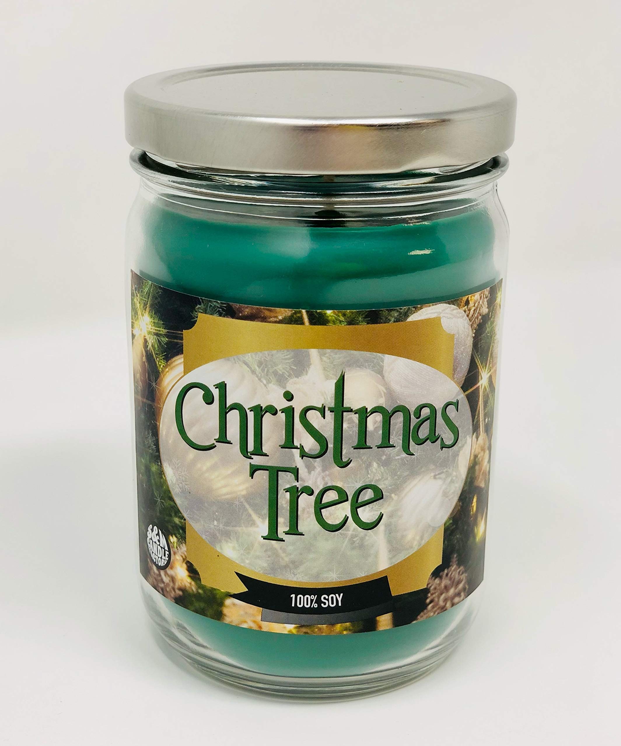 Christmas Tree Scented Soy Candle - Balsam Fragrance - 100% Natural Premium Soy Wax - 12oz Jar by S&M Candle Factory | Perfect for Holiday Decor, Cozy Home Ambiance & Gift Giving