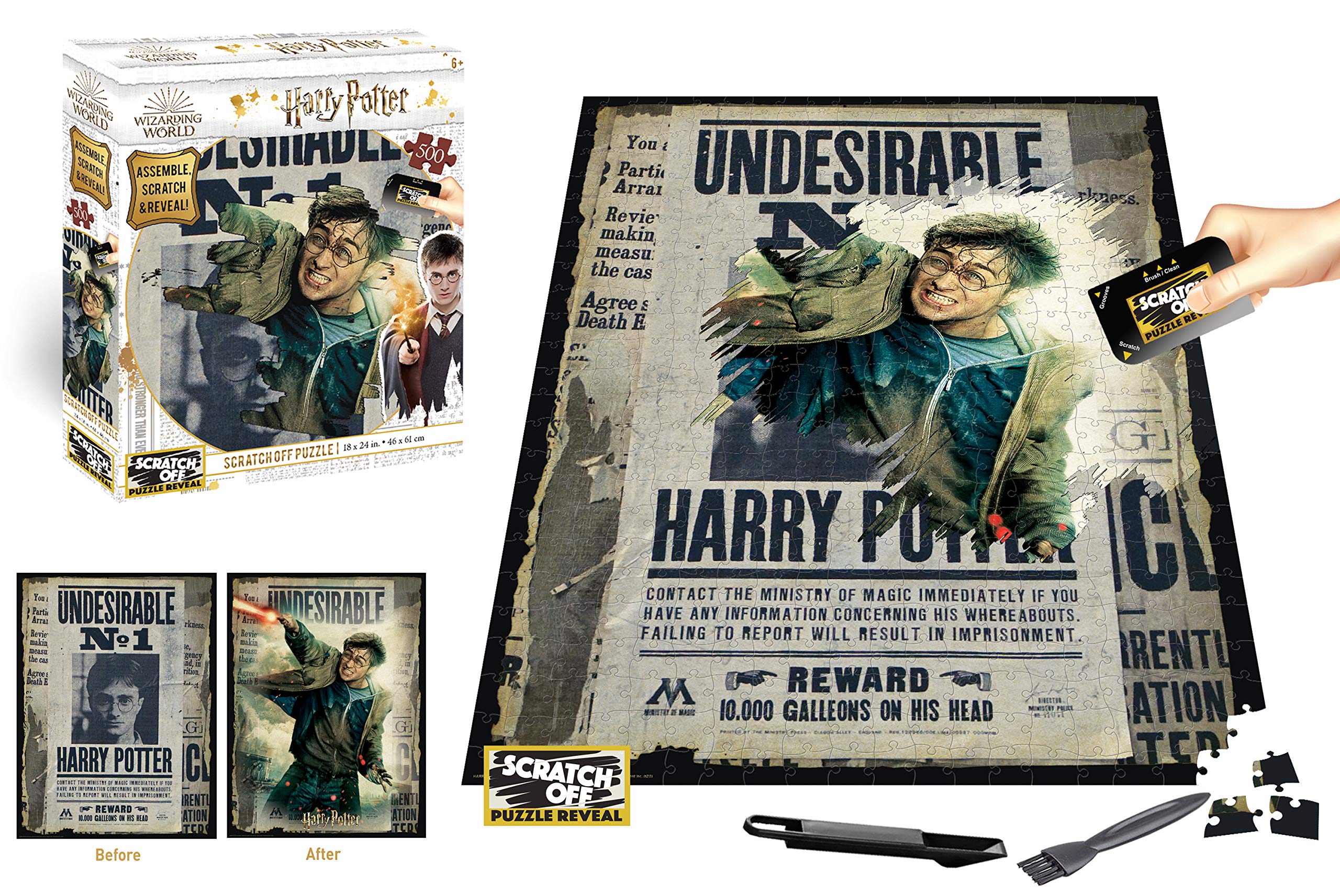 4D Cityscape Puzzle - Harry Potter Wanted Scratch-Off 500 Piece Jigsaw Puzzle for Adults & Teens - Fun Home Decor & Gift Idea for Potter Fans
