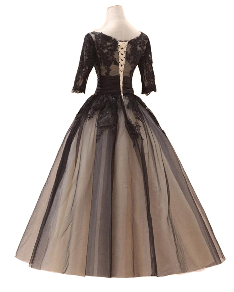 Emanni Women's A-Line Applique Formal Evening Dress - Elegant Black Wedding Gown Ball Dress Size 24w for Prom, Bridal Party & Special Occasions