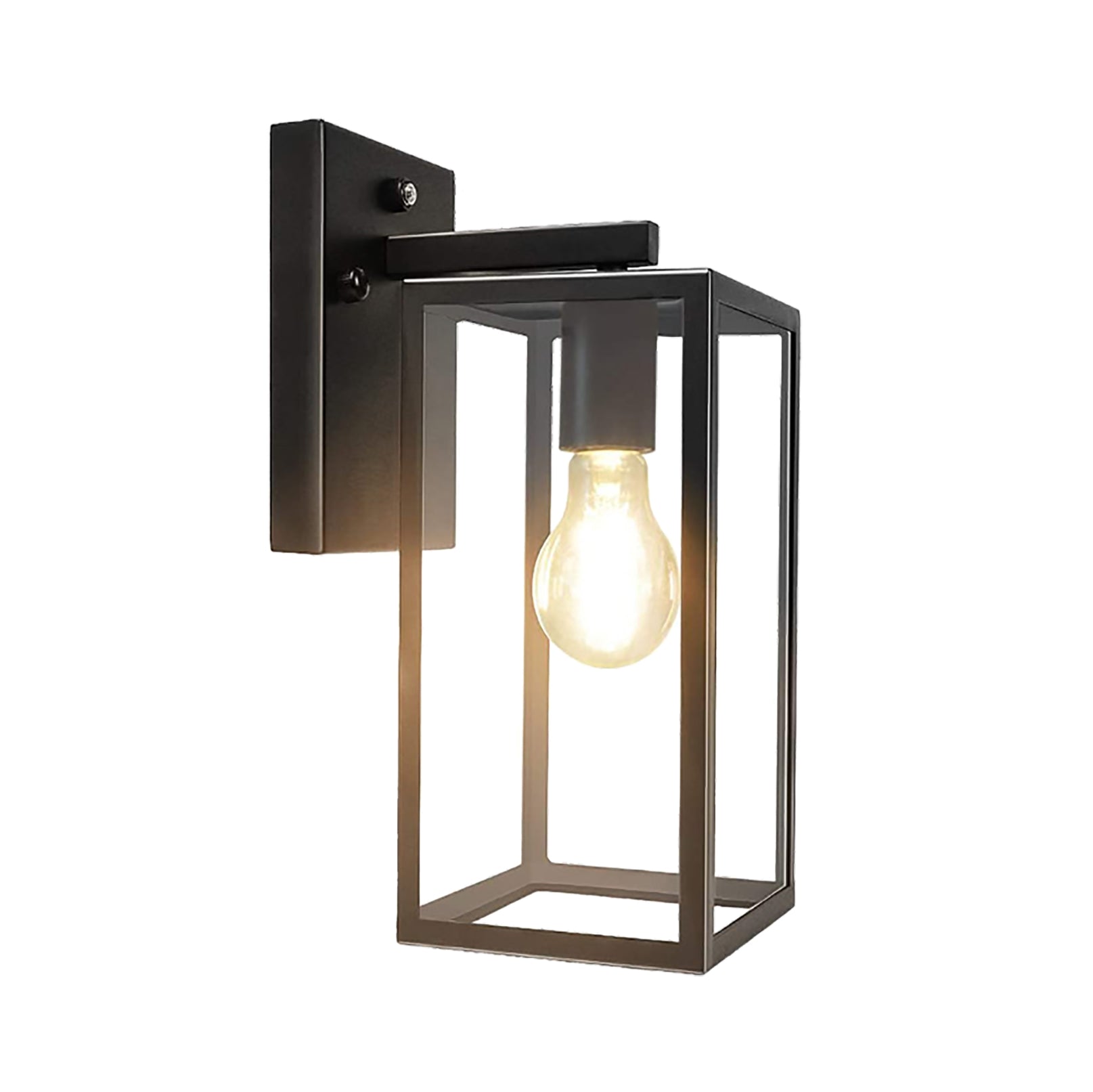 40W Outdoor/Indoor Wall Sconce with Dusk-to-Dawn Sensor - Matte Black Rust-Resistant Wall Lantern with Clear Glass Shade - Perfect for Garage, Doorway, Entryway, Patio & Backyard Lighting