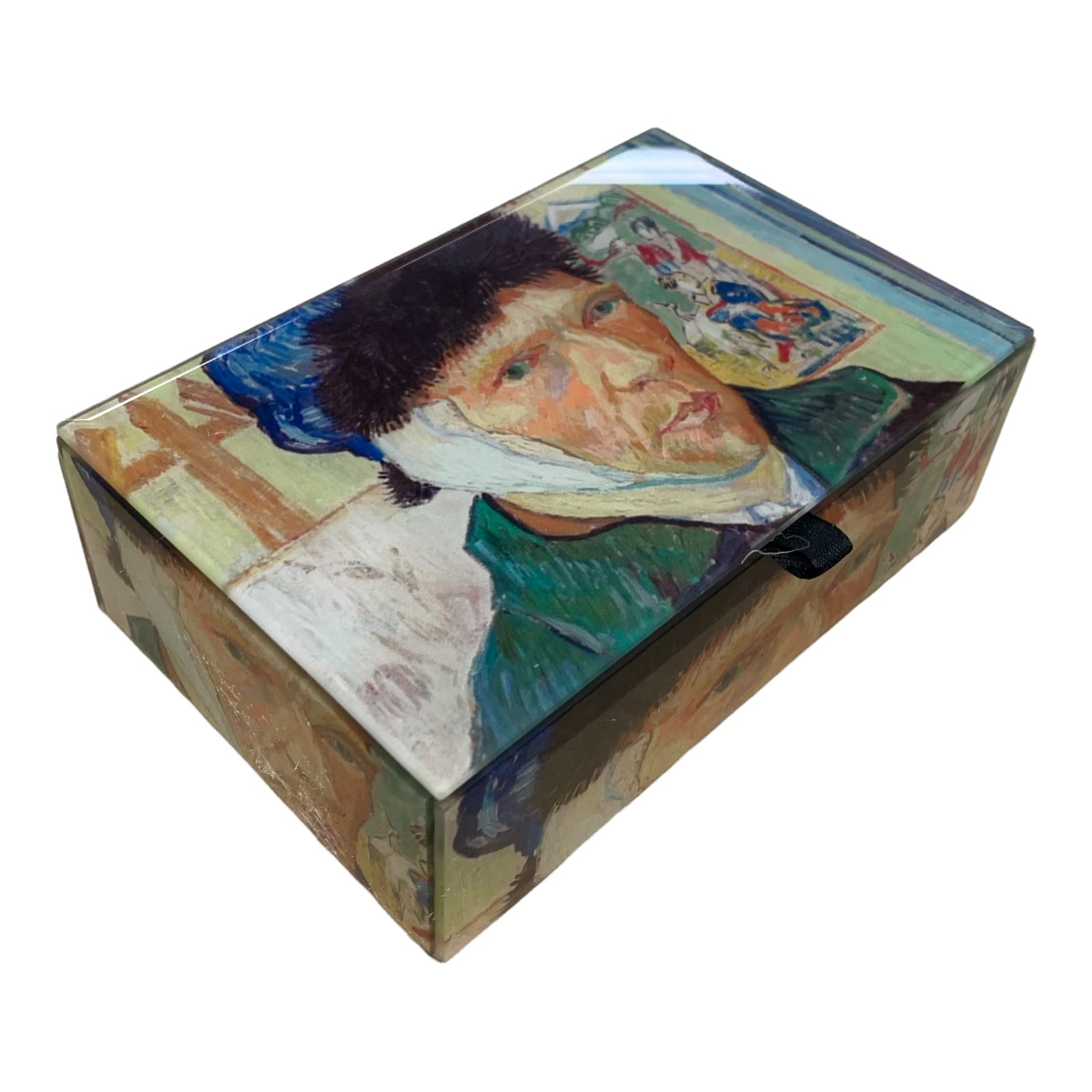 Van Gogh Jewelry Box - Self Portrait with Bandaged Ear Glass Keepsake Box for Rings & Necklaces - Perfect Gift for Art Lovers & Van Gogh Fans - Home Decor & Jewelry Storage Solution