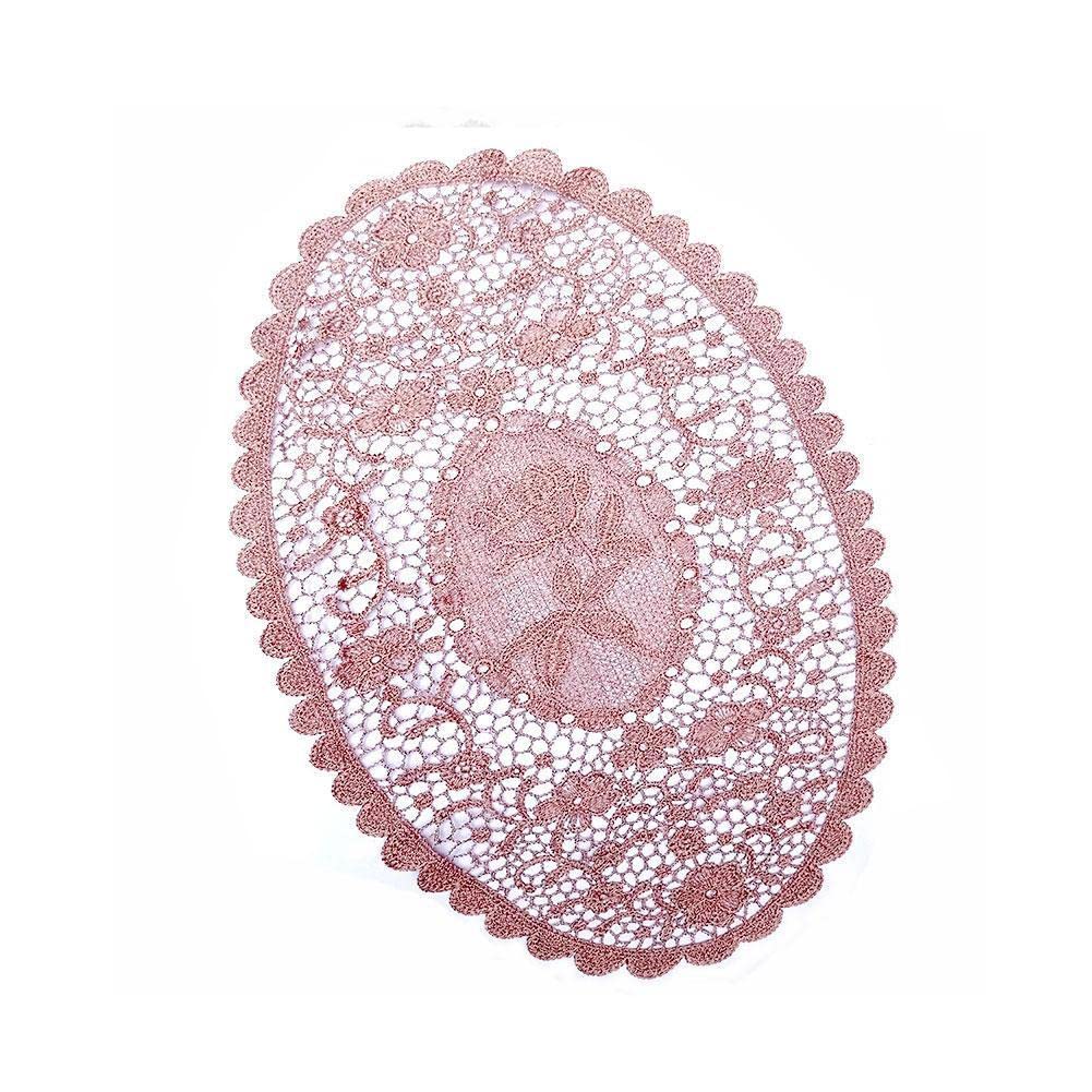 Handmade Cotton Crocheted Round Lace Doilies - Elegant Hollow Oval Embroidery Table Mats (41x31cm) for Dining Table, Glassware, Bowls & Dishes - Perfect for Tea Parties, Wedding Decor & Vintage Home Styling
