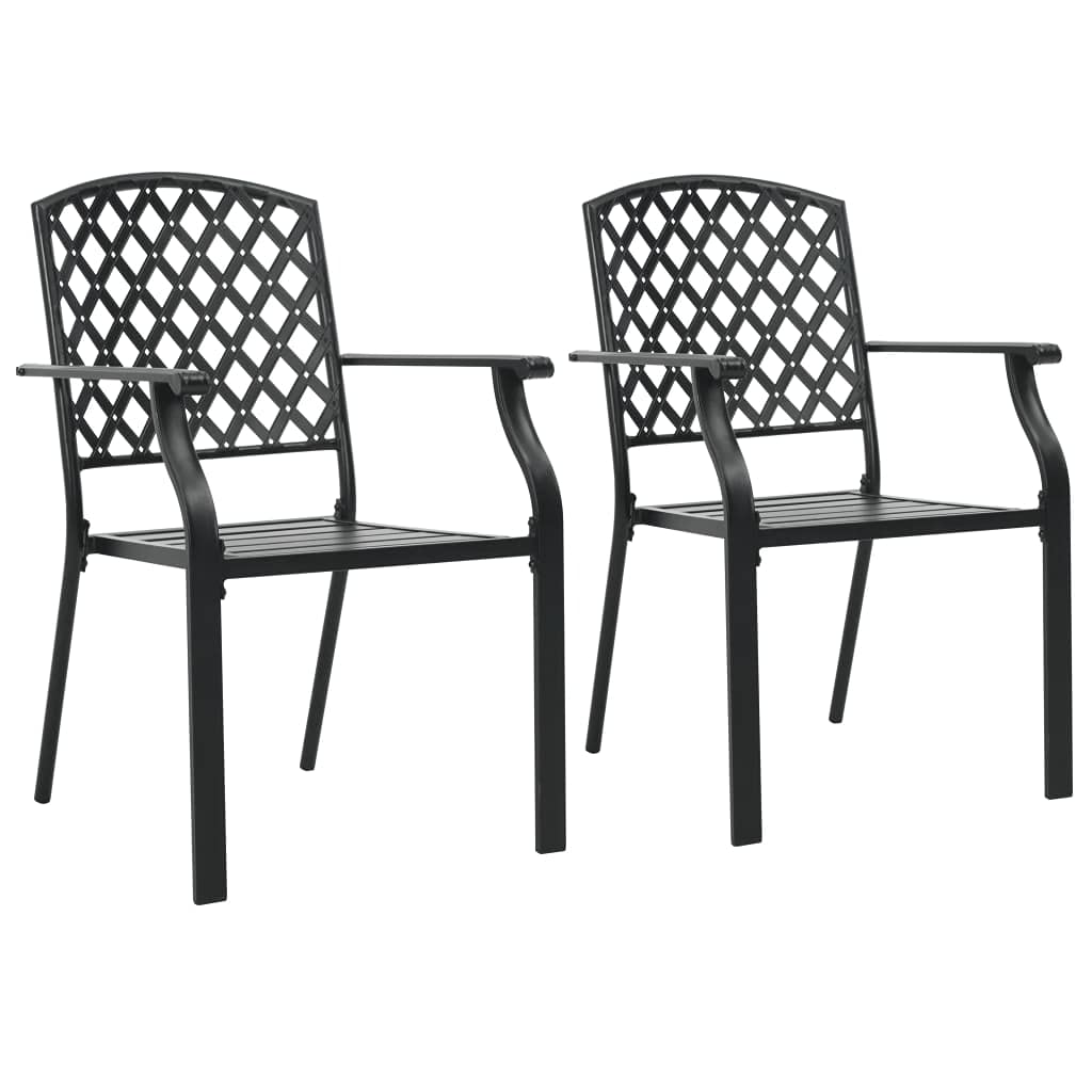 Aisifx 2-Pack Stackable Outdoor Chairs - Heavy Duty Steel Frame, Weather-Resistant Black Finish - Perfect for Patio, Garden, Poolside & Backyard Relaxation