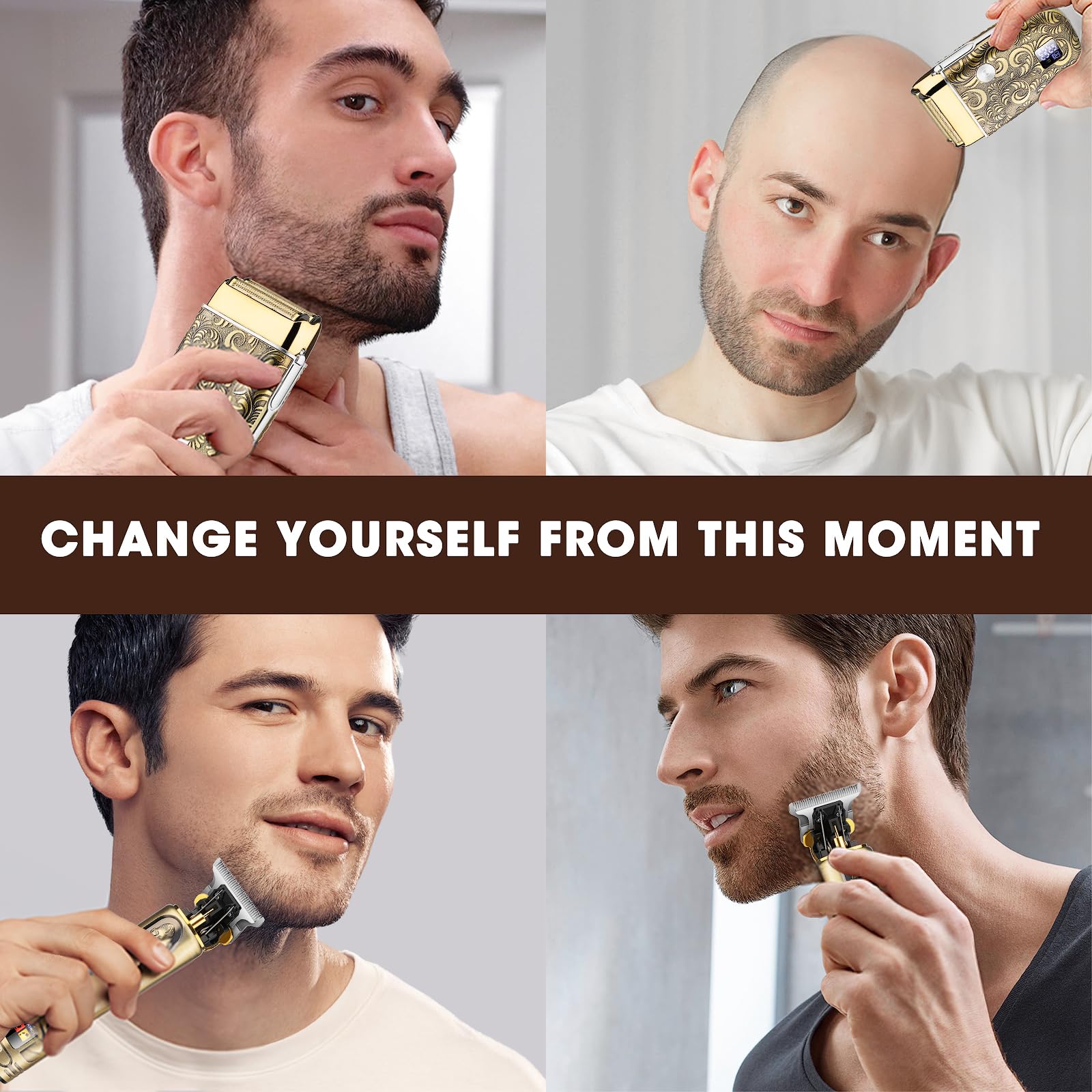 Professional Cordless Hair Clippers for Men - Rechargeable Beard & Nose Trimmer Set with LCD Display | Barber Grooming Kit for Home & Travel Use