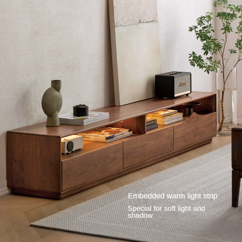 Premium Black Walnut & Ash Solid Wood Large Capacity TV Stand with Storage - Perfect for Living Room, Home Theater & Entertainment Centers
