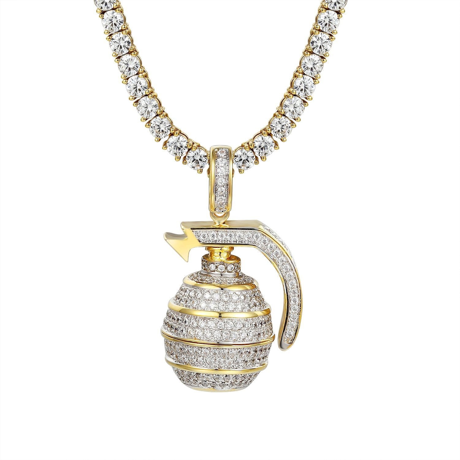Men's Hand Grenade Bomb Pendant Necklace - Military Style Jewelry for Men, Punk Fashion Accessory - Perfect for Casual Wear, Costume Parties & Gifts