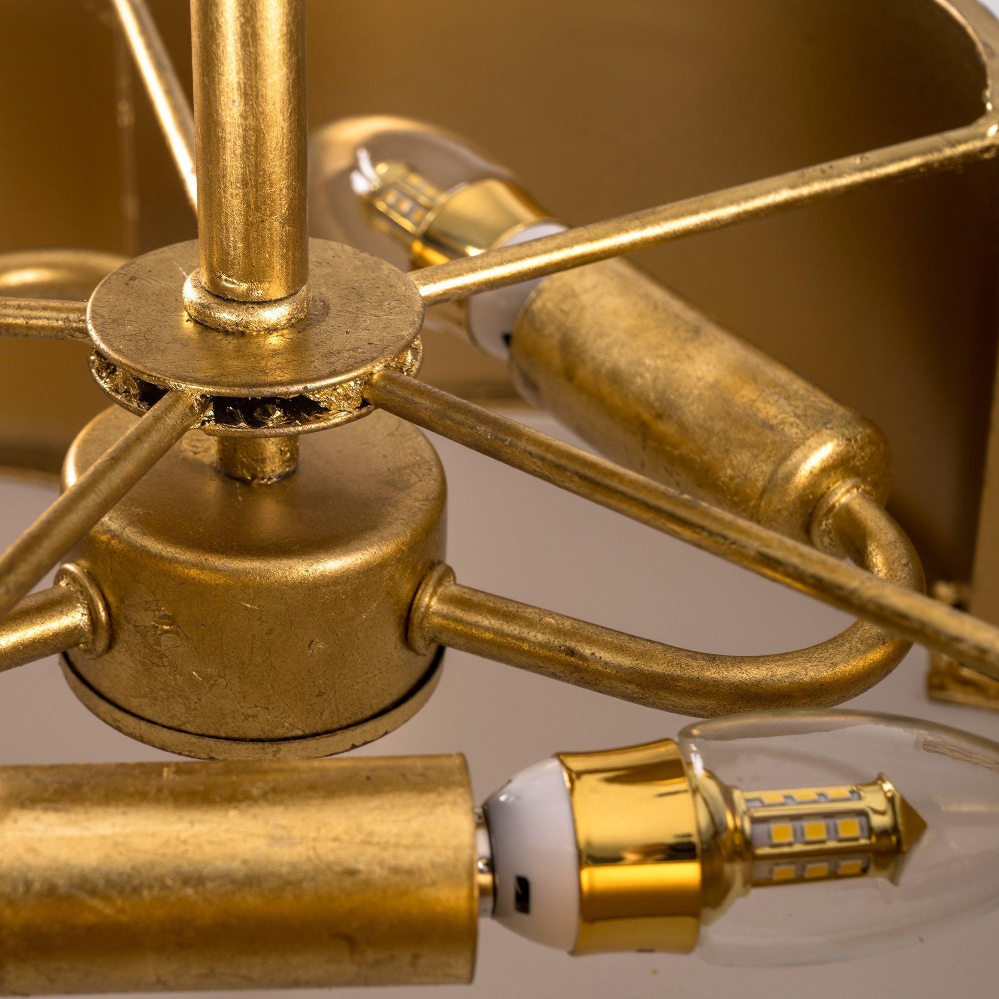 Modern Golden Semi Flush Mount Ceiling Light Fixture - 3 Lights for Bedroom, Dining Room, Living Room & Hallway Lighting