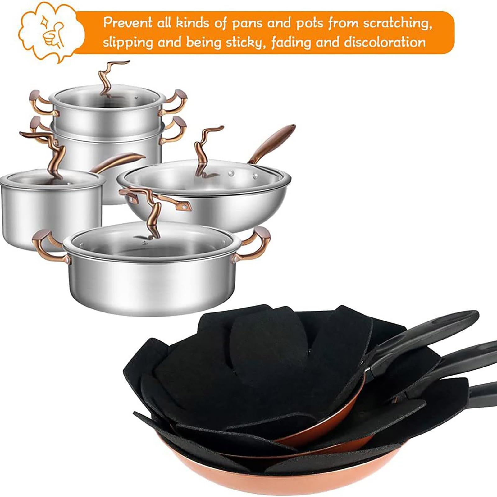 12-Pack Pot and Pan Protectors - 3 Sizes Non-Scratch Cookware Dividers for Glass, Ceramic Plates & Bowls | Stackable Kitchen Organizers for Safe Storage & Surface Protection