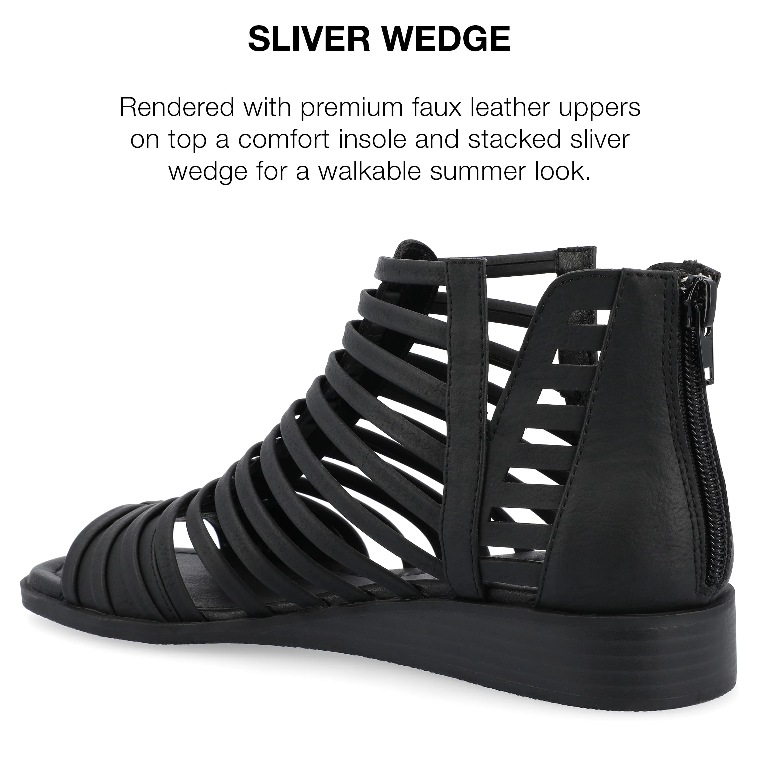 Journee Women's Comfort Foam Delilah Silver Wedge Sandals - Casual Summer Shoes for Beach, Vacation & Everyday Wear