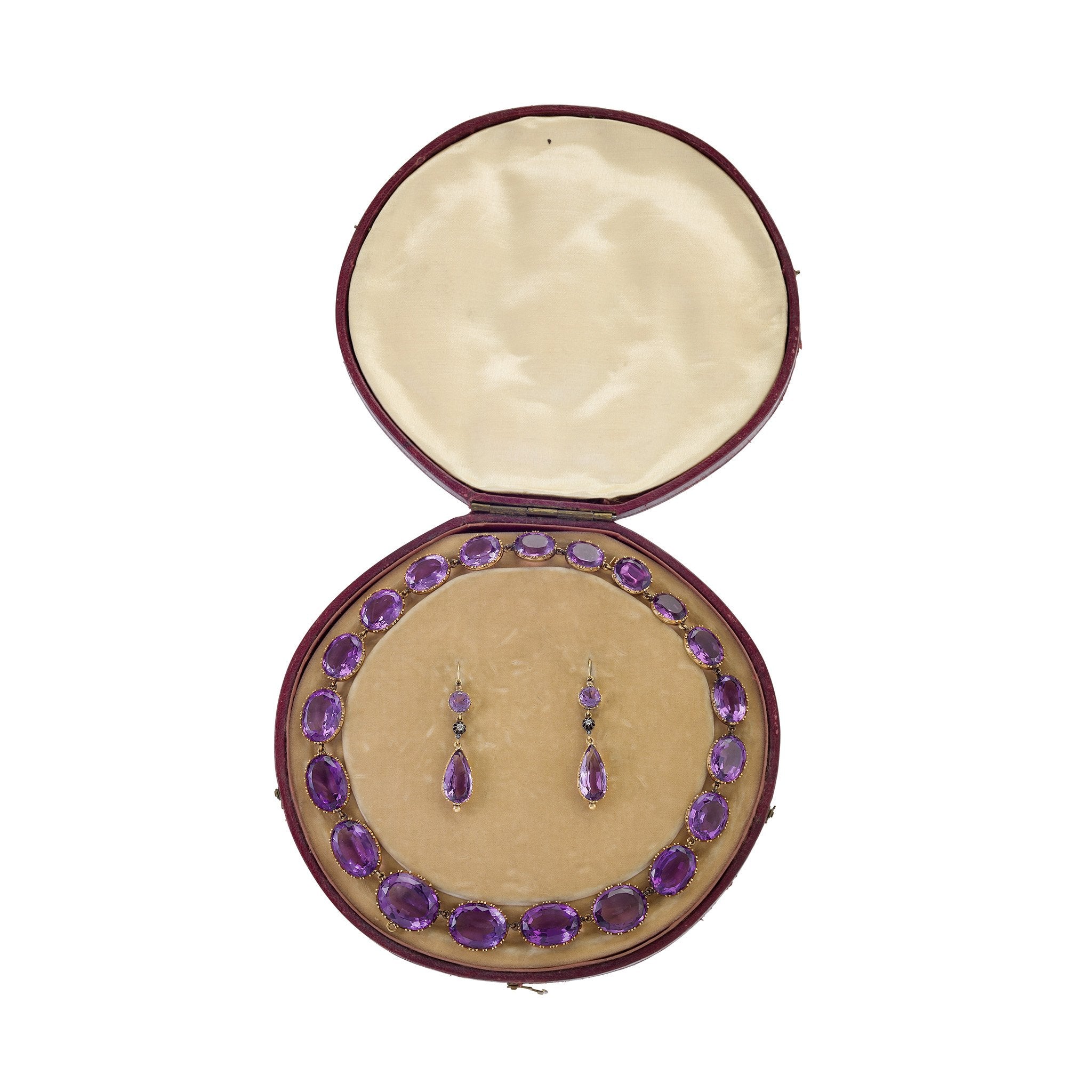 Elegant Amethyst Rivière Necklace & Earrings Set | Purple Gemstone Jewelry Suite for Women | Perfect for Weddings, Parties & Special Occasions