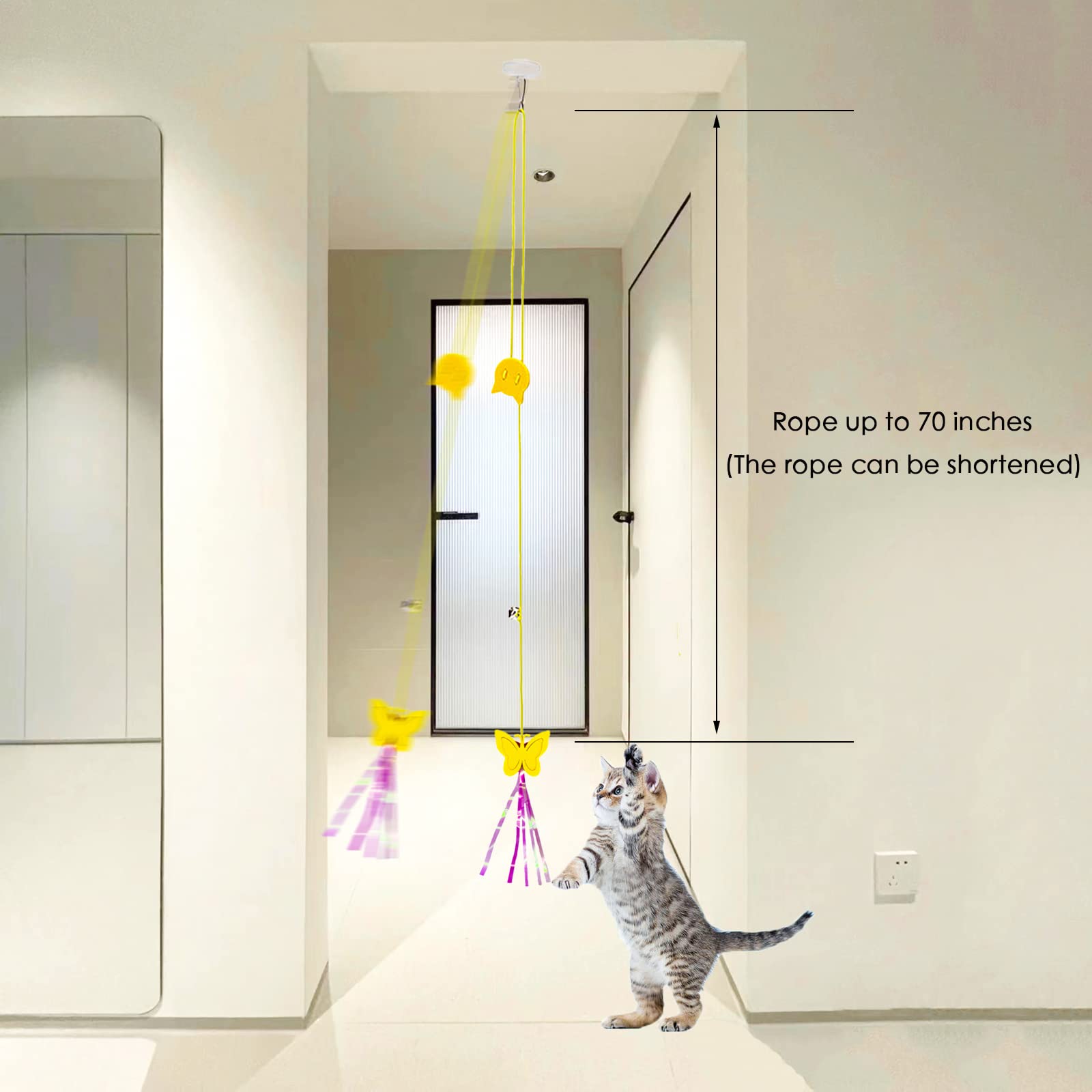 Interactive Cat Toys for Indoor Play - 6 Pack Retractable Hanging Door Feather Toys for Kittens, Fun Exercise & Hunting Chase Games - Perfect for Playtime, Training & Bonding with Your Feline Friend