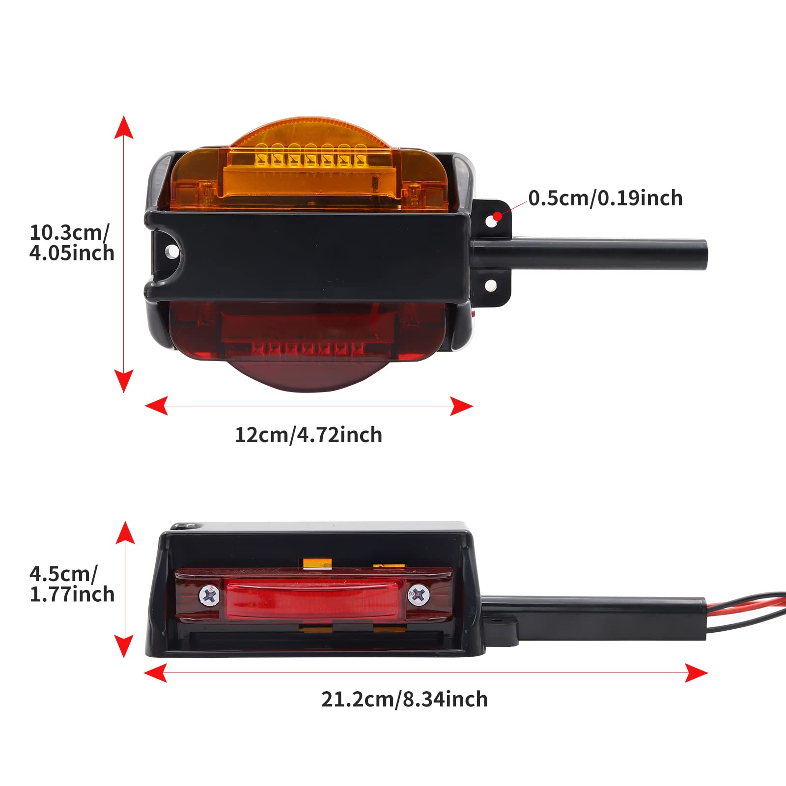 2PCS 14 LED Trailer Lights - Red & Amber Dual Face Truck Clearance Marker Lights with Brake, Stop, Turn Signal Indicators for Trailers, Lorries, Caravans, Vans & Tractors | Waterproof & Durable for Night Driving & Heavy-Duty Use