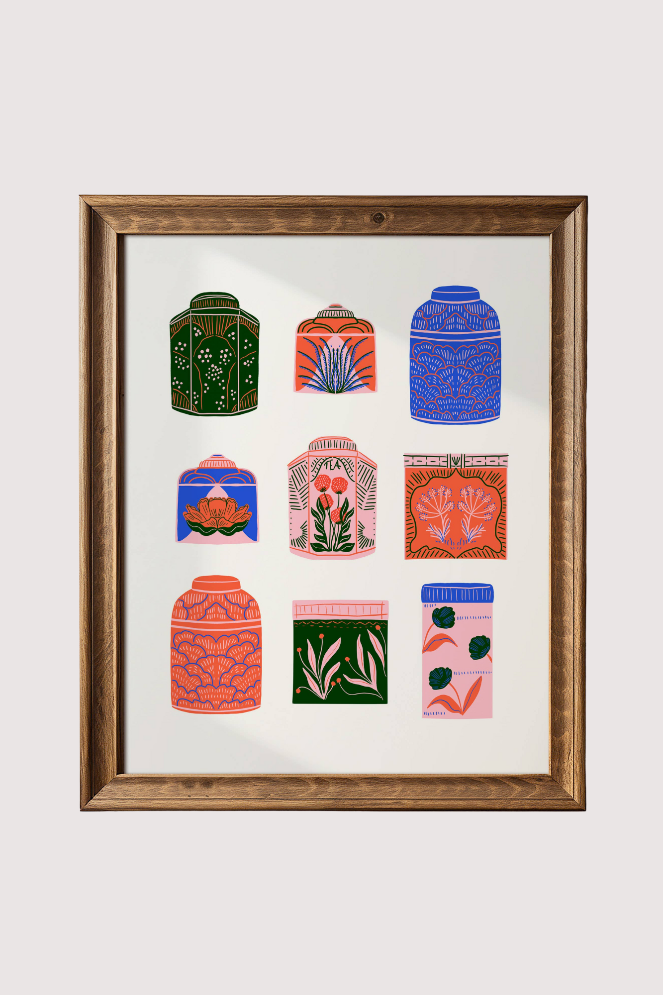 8 x 10 Tea Canisters Art Print - Vintage Style Kitchen Wall Decor for Tea Lovers & Home Decor
