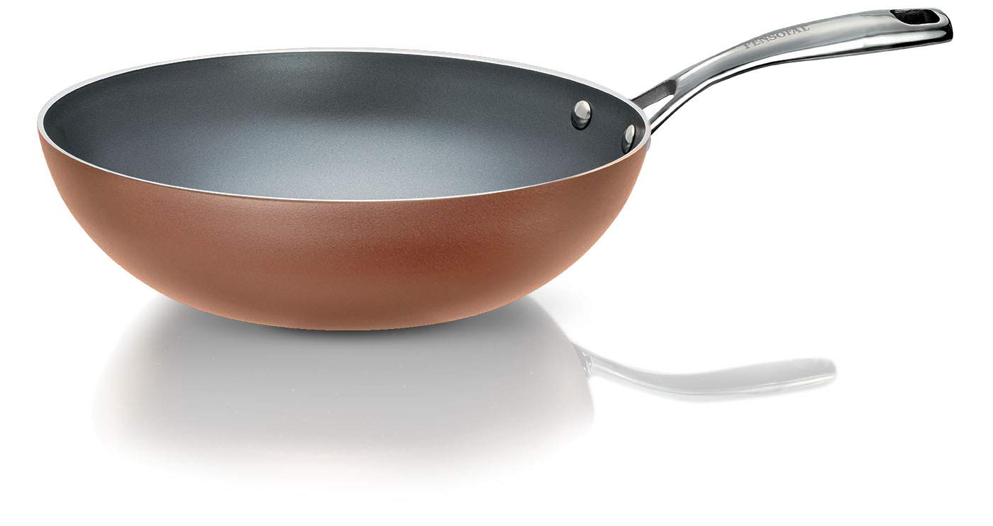 Premium Pensofal Magnifiqa® Non-Stick Wok Pan - 28cm Induction Compatible, Stainless Steel Handle, Diamond 24K Gold Interior, Copper Effect Exterior - Oven Safe for Stir-Fry, Pasta & Asian Cooking