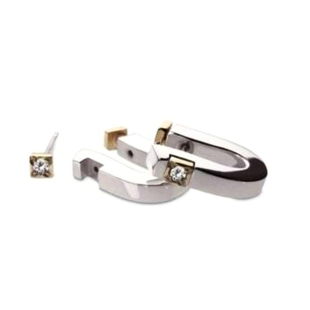 Sterling Silver & Gold Plated Diamond Square Hoop Earrings for Women - Elegant Church & Wedding Jewelry Gift