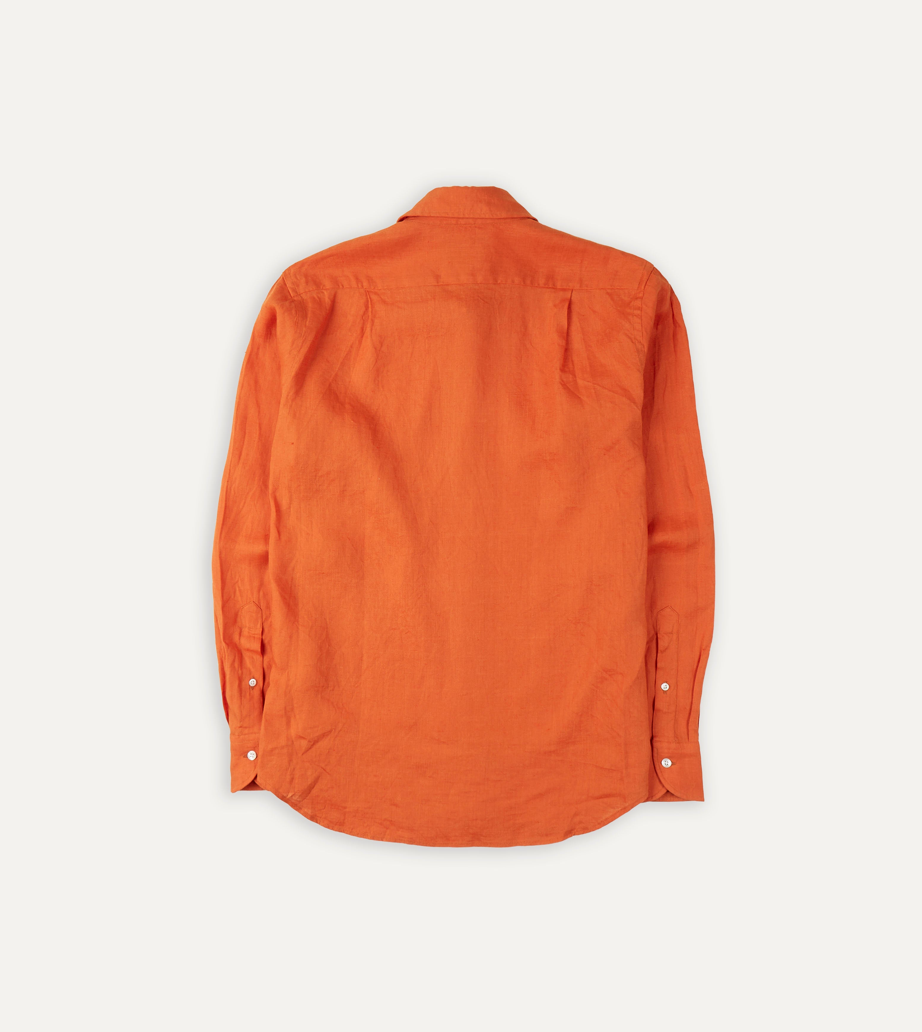 Men's Orange Linen Spread Collar Casual Shirt - Breathable Summer Button Down for Beach, Office & Outdoor Activities