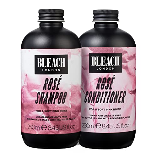 Bleach London Rose Shampoo and Conditioner Set - 250ml Each for Color-Treated Hair | Vegan & Sulfate-Free Hair Care | Perfect for Blonde, Pink & Rose Gold Tones | At-Home Salon Treatment for Vibrant Color Protection