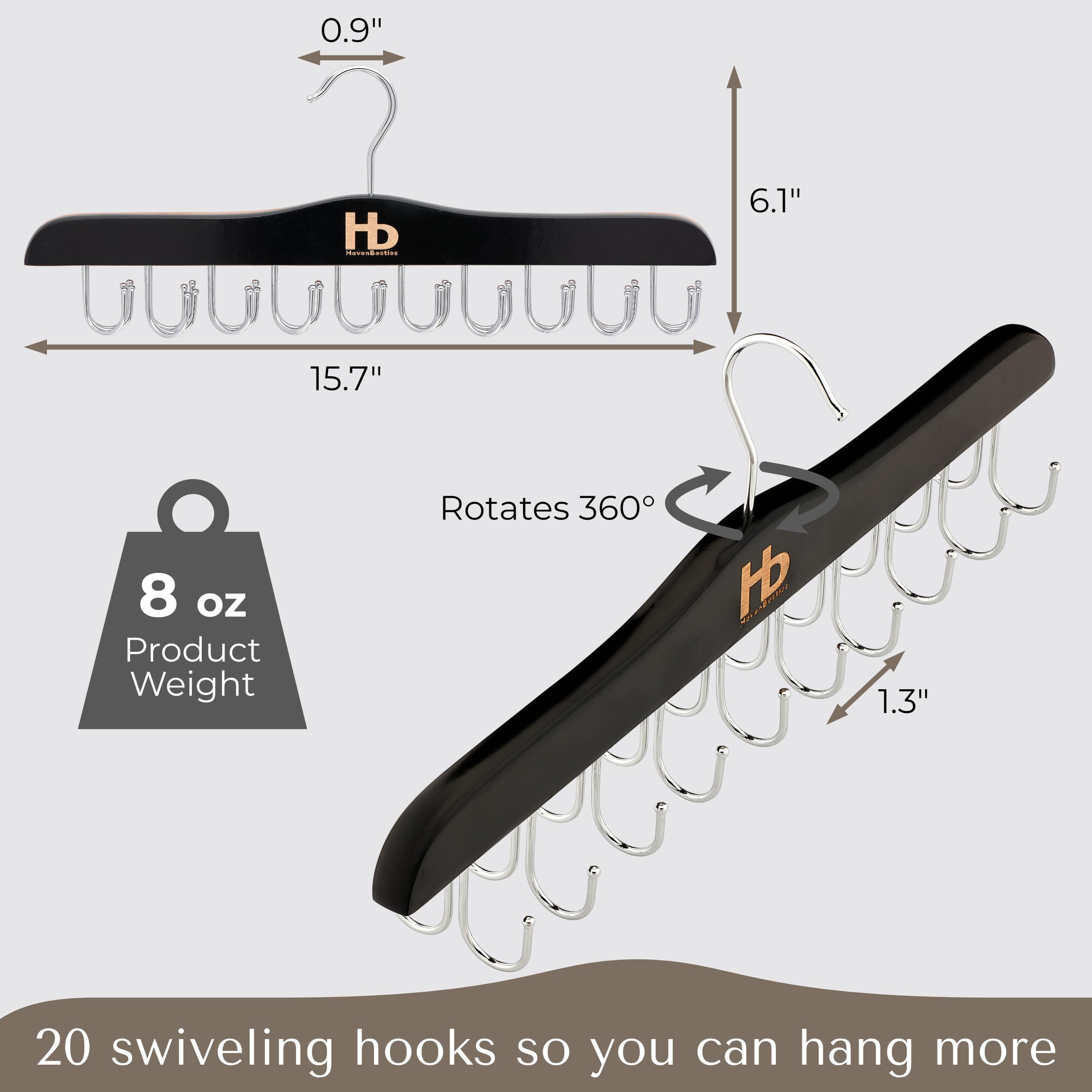 Foldable Wooden Bra Hanger Organizer with 20 Hooks - Space Saving Closet Storage for Tank Tops, Lingerie & Accessories - Perfect for House, Dorm, Apartment (Lotus Wood, Black, 1 Pack) - Ideal for Small Spaces & Wardrobe Organization