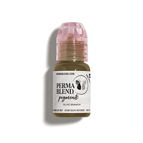 Perma Blend Permanent Makeup Pigment - Olive Branch (0.5 oz) | Professional Cosmetic Tattoo Ink for Color Correction & All PMU Procedures | Perfect for Eyebrows, Lips & Eyeliner Enhancement