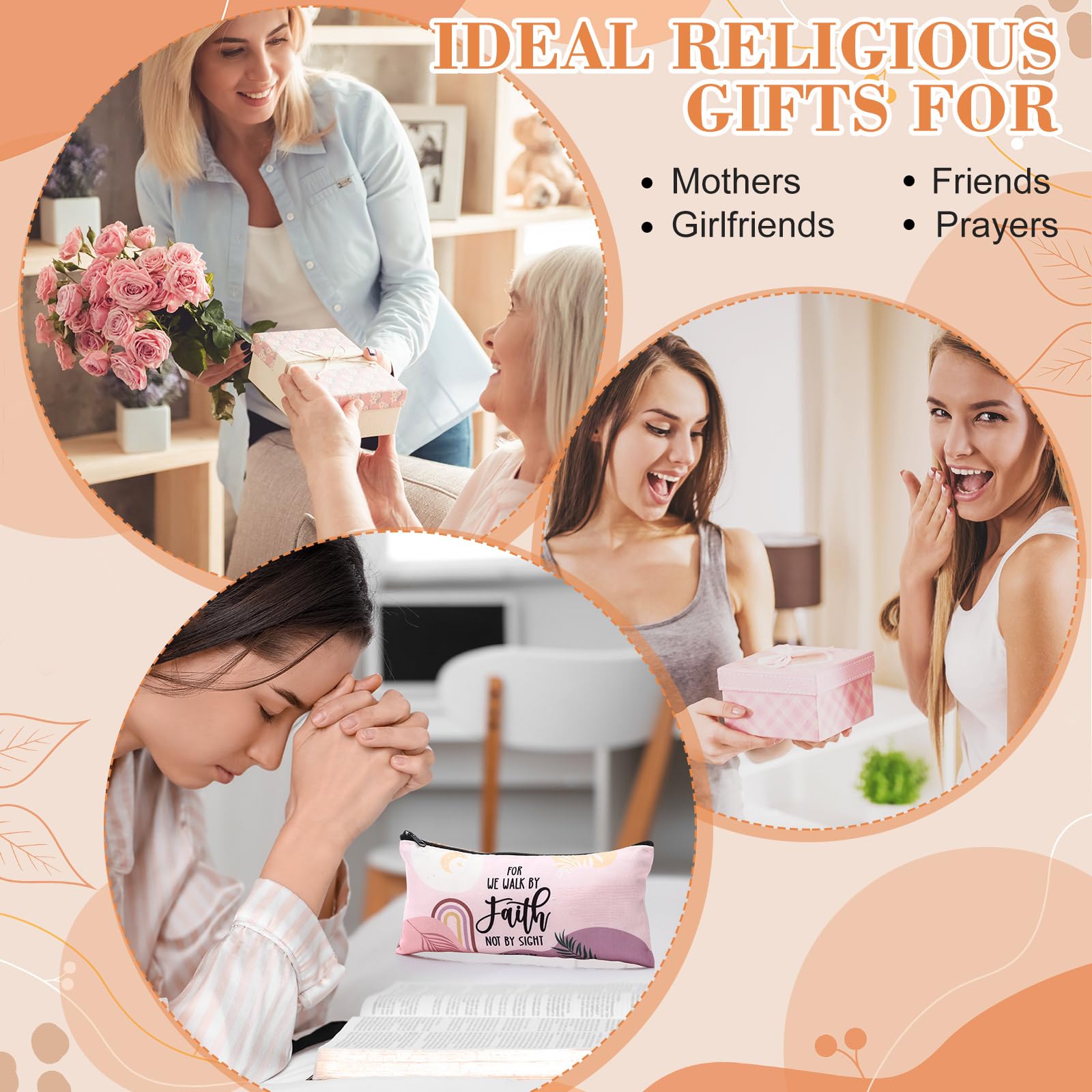 Talltalk 14-Piece Christian Cosmetic Bags Set for Women - Inspirational Bible Verse Makeup Pouches, Motivational Religious Gifts, Travel & School Pencil Cases - Perfect for Graduation, Birthday Party Favors & Church Events (Boho Style)