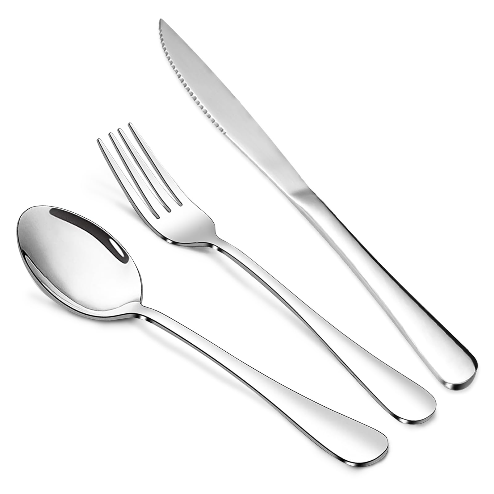 Premium Stainless Steel Silverware Set - 9-Piece Mirror Polished Steak Knives, Forks & Spoons for Home, Kitchen & Restaurant Use | Dishwasher Safe | Elegant Dining, Dinner Parties & Everyday Meals