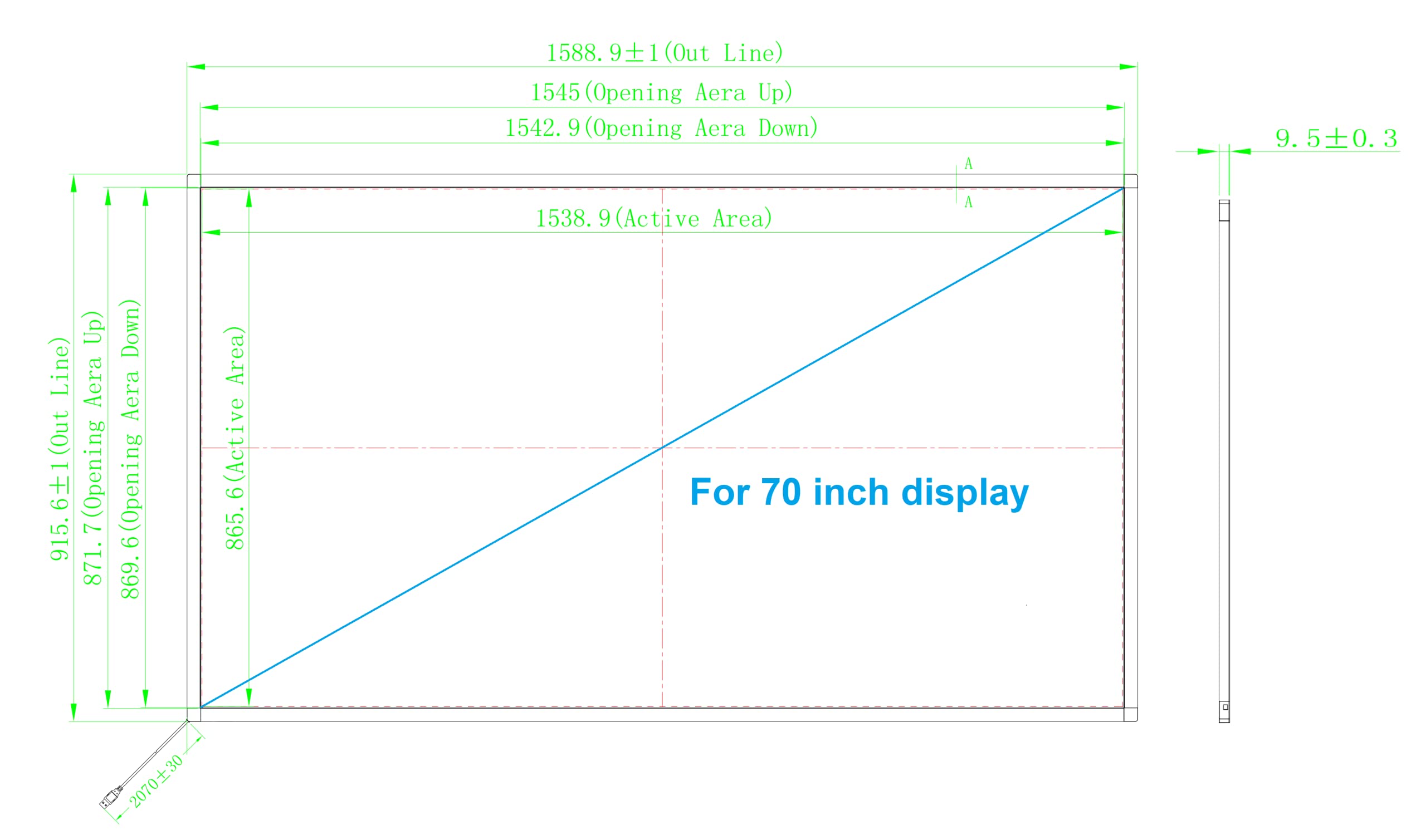 70 Inch 10-Point Interactive IR Touch Screen Overlay Frame with Free Driver - Compatible with Touch TVs, Monitors, Whiteboards, Kiosks & Digital Signage - Perfect for Classrooms, Meetings & Retail Displays