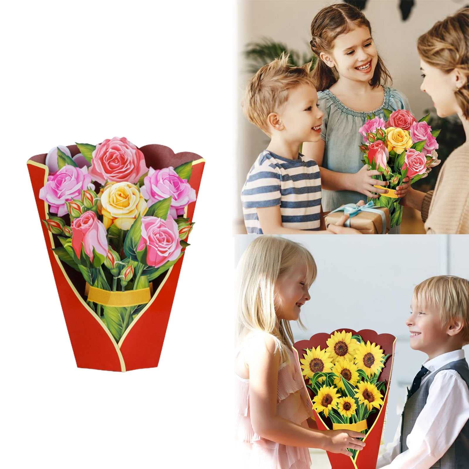 3D Handmade Flower Bouquet Pop Up Greeting Card - Forever Flowers for Wife, Mom, Girlfriend | Anniversary, Wedding, Birthday Gift & Party Decoration | Perfect for Romantic Surprises, Home Decor, and Special Occasions