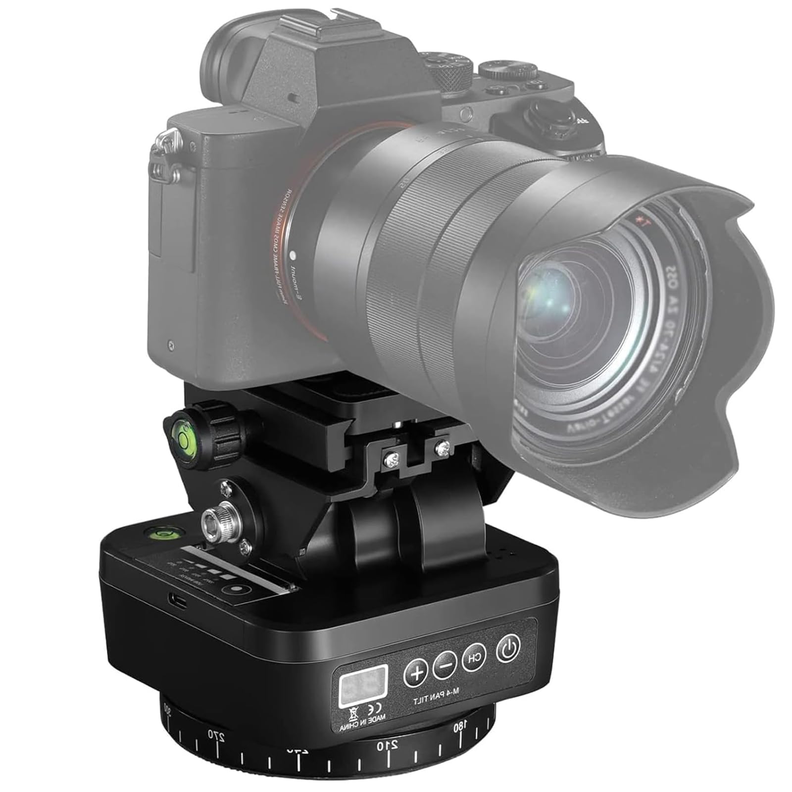 Oiakus M4 Motorized Rotating Panoramic Tripod Head - 8-Speed Adjustable 360° Pan Tilt Head with Remote Control for DSLR Cameras, Camcorders & Smartphones | Perfect for Time-Lapse Photography, Video Recording & Live Streaming