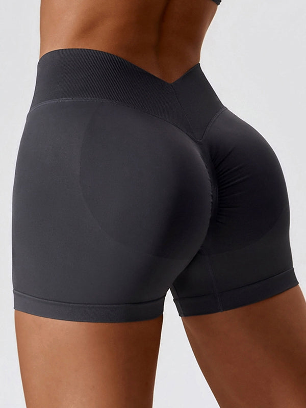ZASUWA Women's Sexy Deep V Back Scrunch Butt Lifting Shorts - High Waisted Workout & Yoga Shorts for Women, Perfect for Gym, Running, and Lounge Wear