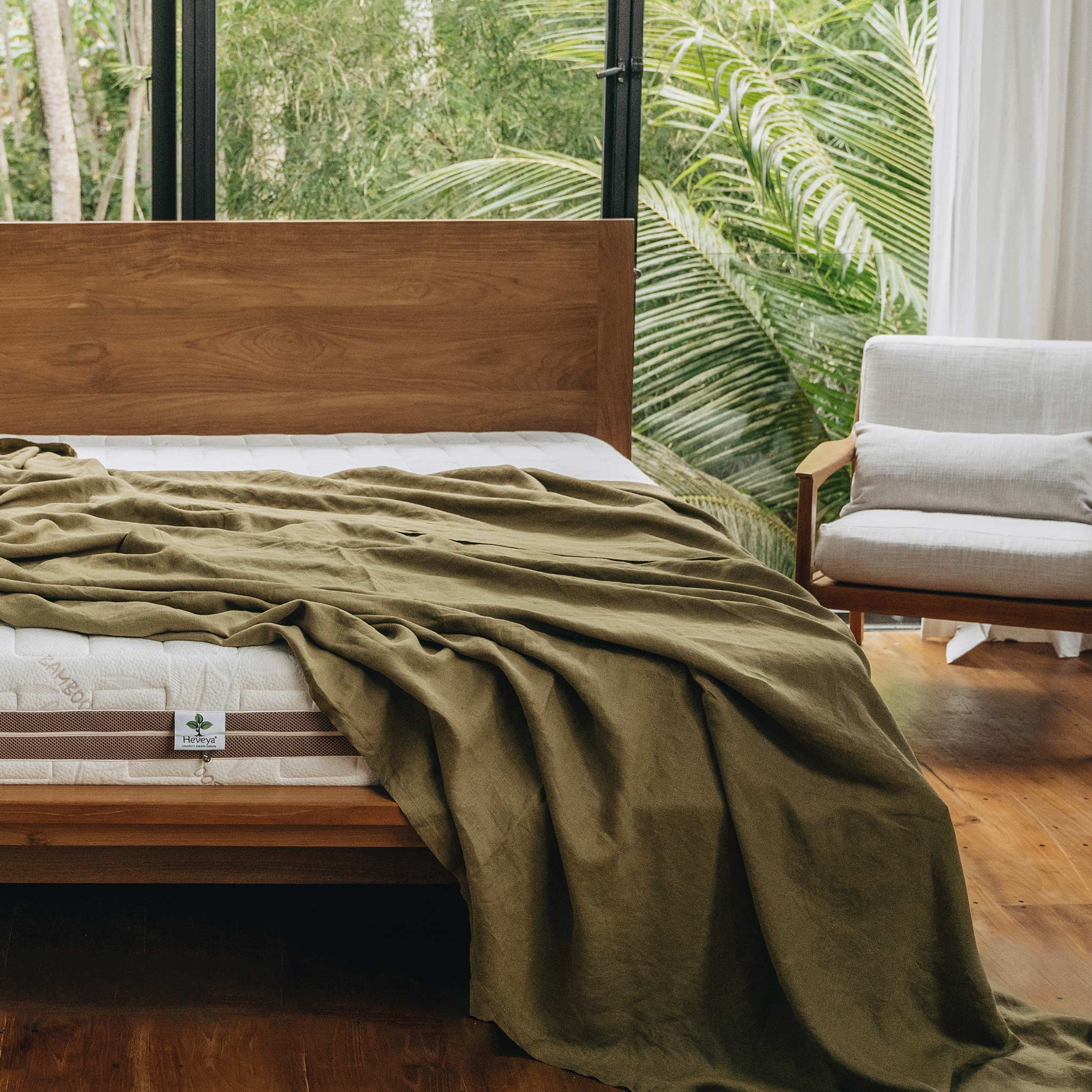 Heveya® 100% Organic Linen Flat Sheet Set - Queen Size, Breathable & Hypoallergenic Bedding for Comfortable Sleep - Perfect for Master Bedroom, Guest Room & Vacation Homes