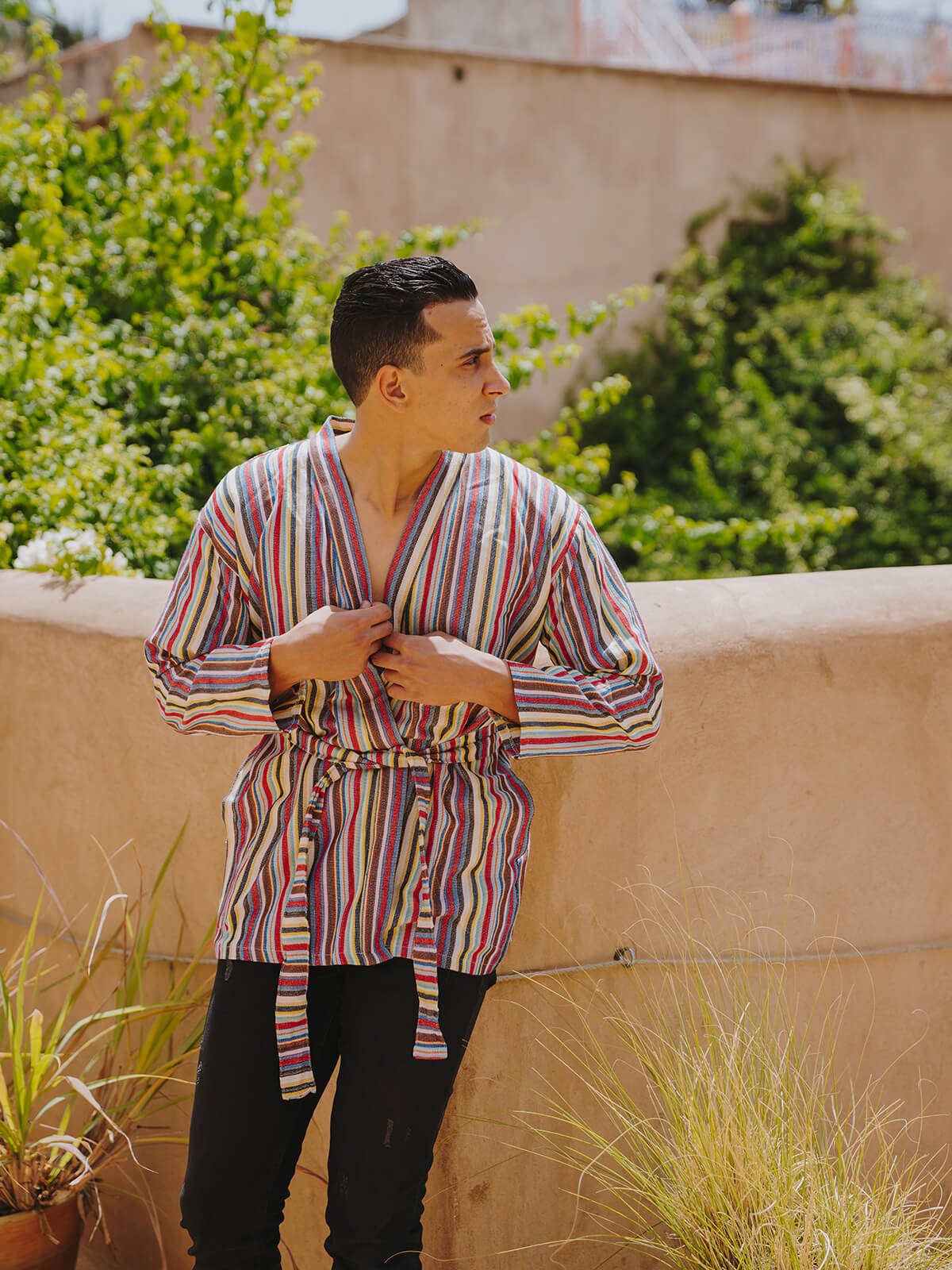 Handwoven Cotton Jacket for Women - Rainbow Striped Lightweight Cardigan | Boho Chic Outerwear for Spring & Fall | Perfect for Casual Outings, Beach Cover-ups and Festival Fashion